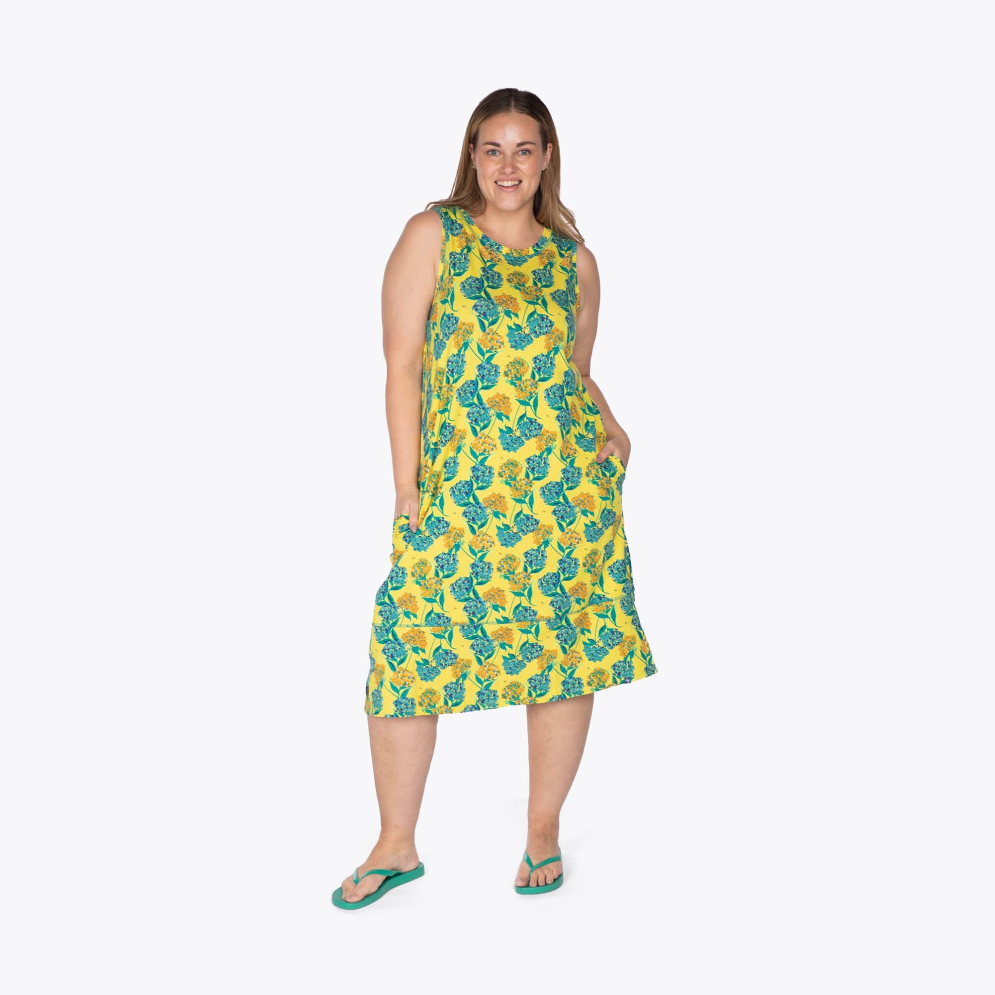 Hopscotch Sleeveless Dress - HYDRANGEA YELLOW - Hopscotch_HydrangeaYellow_XL_01