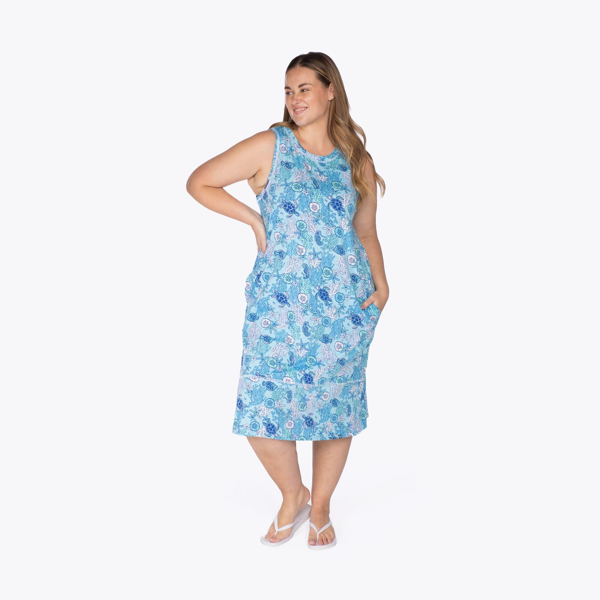 Hopscotch Sleeveless Dress - SEALIFE BLUE - Hopscotch_SealifeBlue_XL_01a