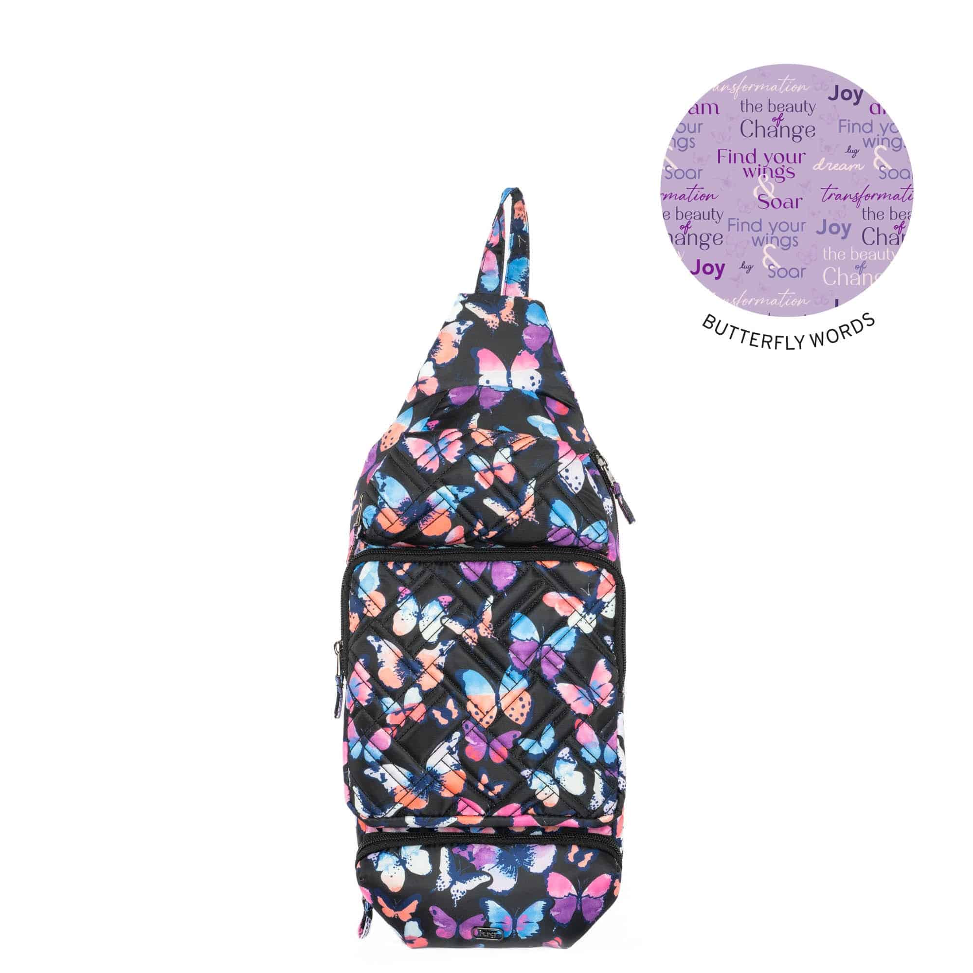 Hovercraft Sling Bag - WATERCOLOR BUTTERFLIES - Hovercraft_WatercolorButterfliesBlack