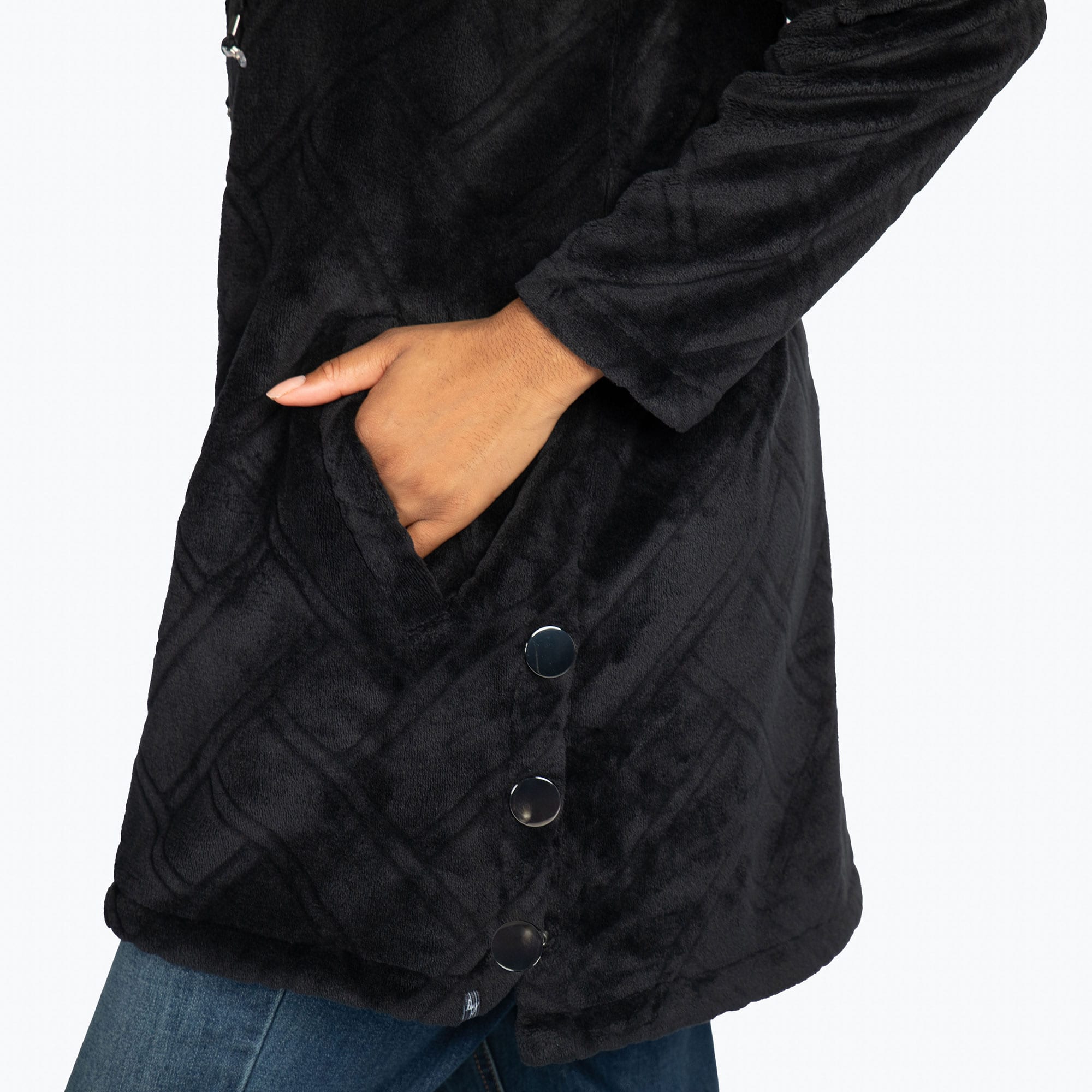 Huddle Plush Zip Lounger - BLACK - HuddleApparel_Black_S_04