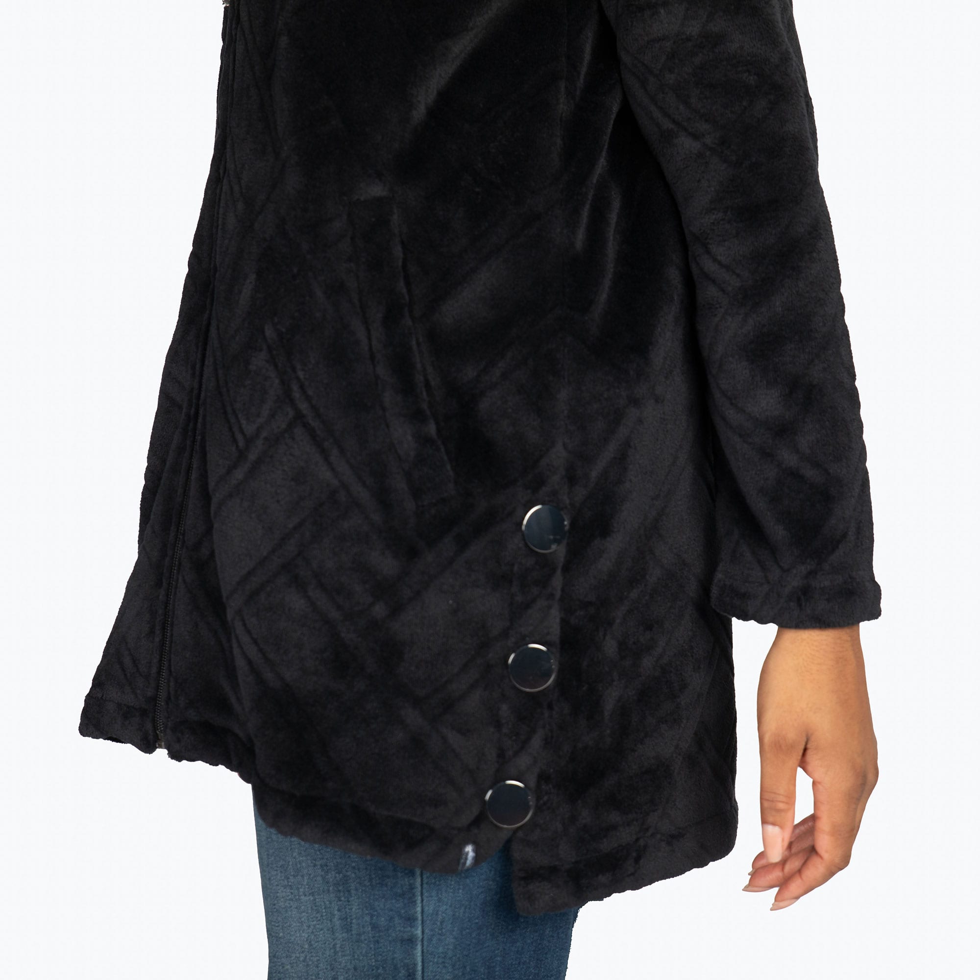 Huddle Plush Zip Lounger - BLACK - HuddleApparel_Black_S_05