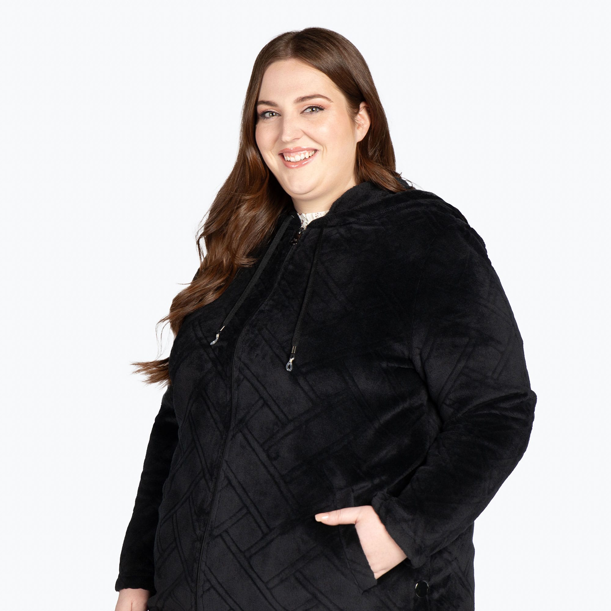 Huddle Plush Zip Lounger - BLACK - HuddleApparel_Black_XL_02