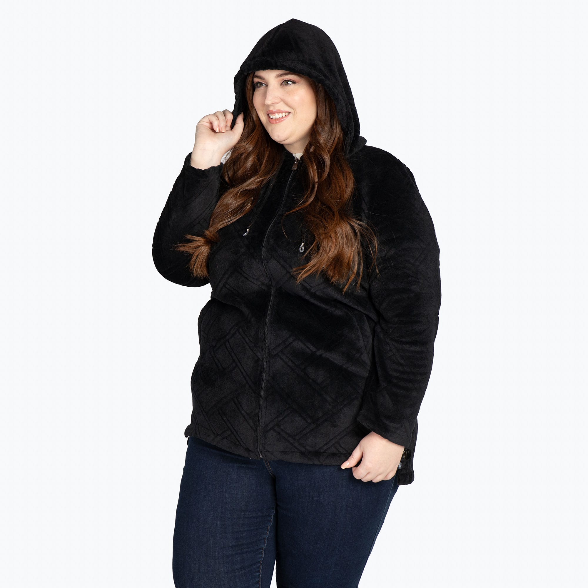 Huddle Plush Zip Lounger - BLACK - HuddleApparel_Black_XL_03