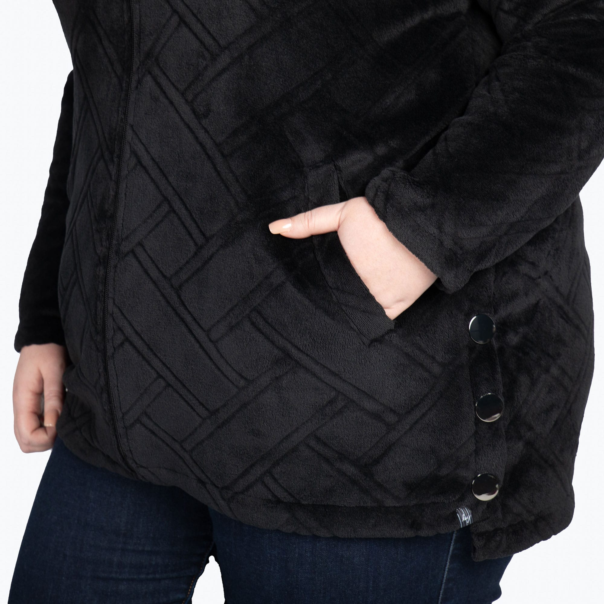Huddle Plush Zip Lounger - BLACK - HuddleApparel_Black_XL_04
