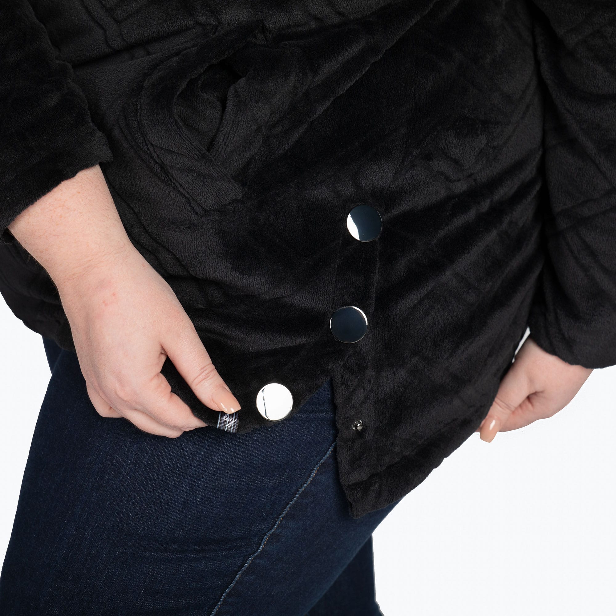 Huddle Plush Zip Lounger - BLACK - HuddleApparel_Black_XL_05