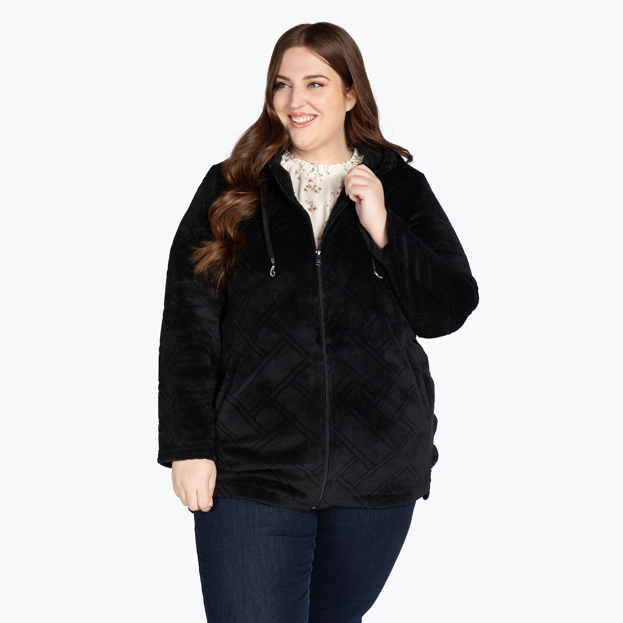 Huddle Plush Zip Lounger - BLACK - HuddleApparel_Black_XL_06