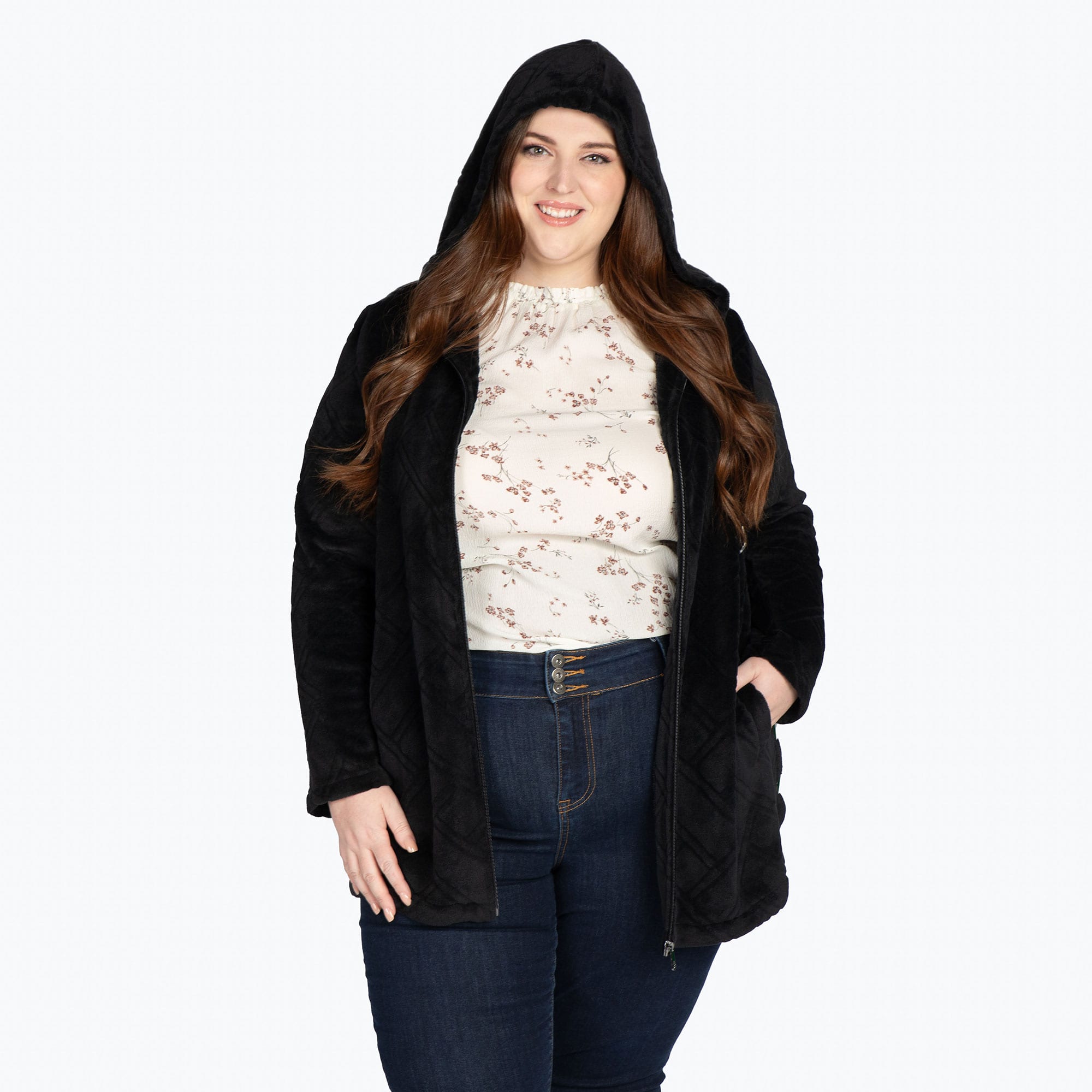 Huddle Plush Zip Lounger - BLACK - HuddleApparel_Black_XL_07