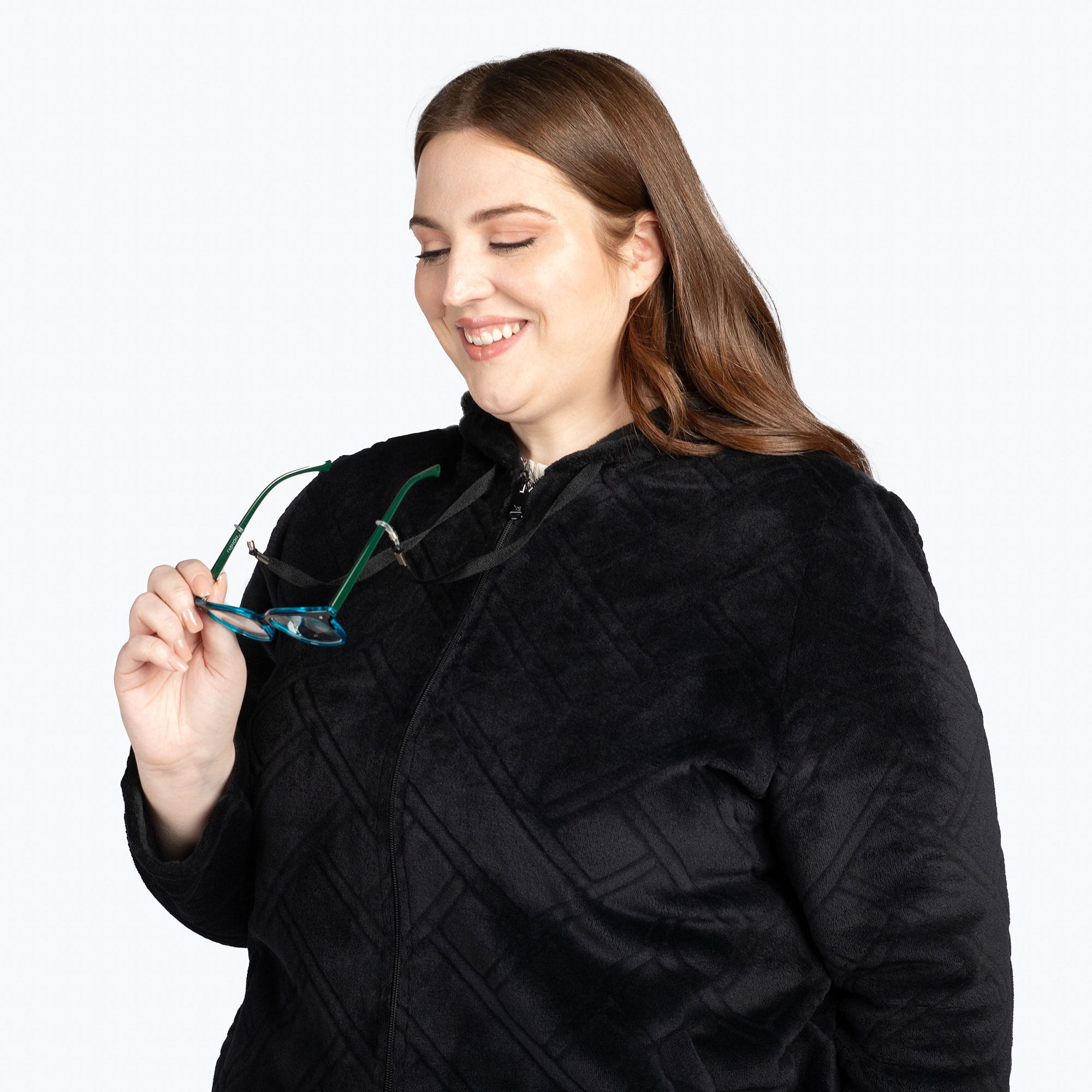 Huddle Plush Zip Lounger - BLACK - HuddleApparel_Black_XL_09