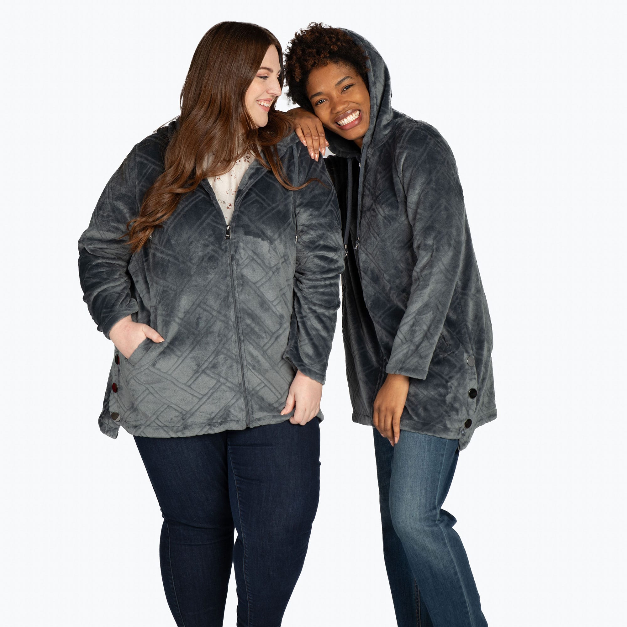 Huddle Plush Zip Lounger - FOG GREY - HuddleApparel_FogGrey_BothSizes_02_e71b5a4b-1eea-4e69-9175-8265ffd99833