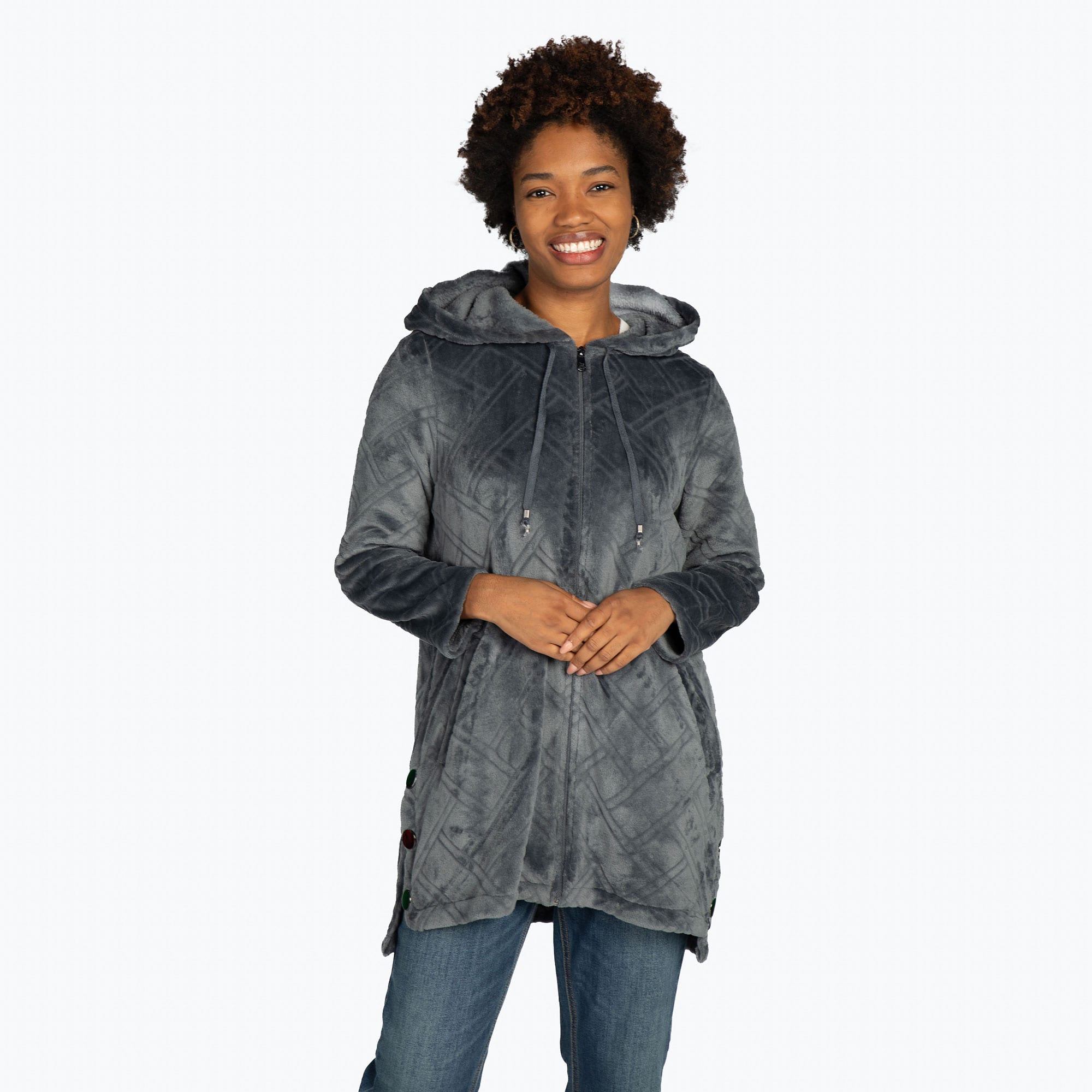 Huddle Plush Zip Lounger - FOG GREY - HuddleApparel_FogGrey_S_01