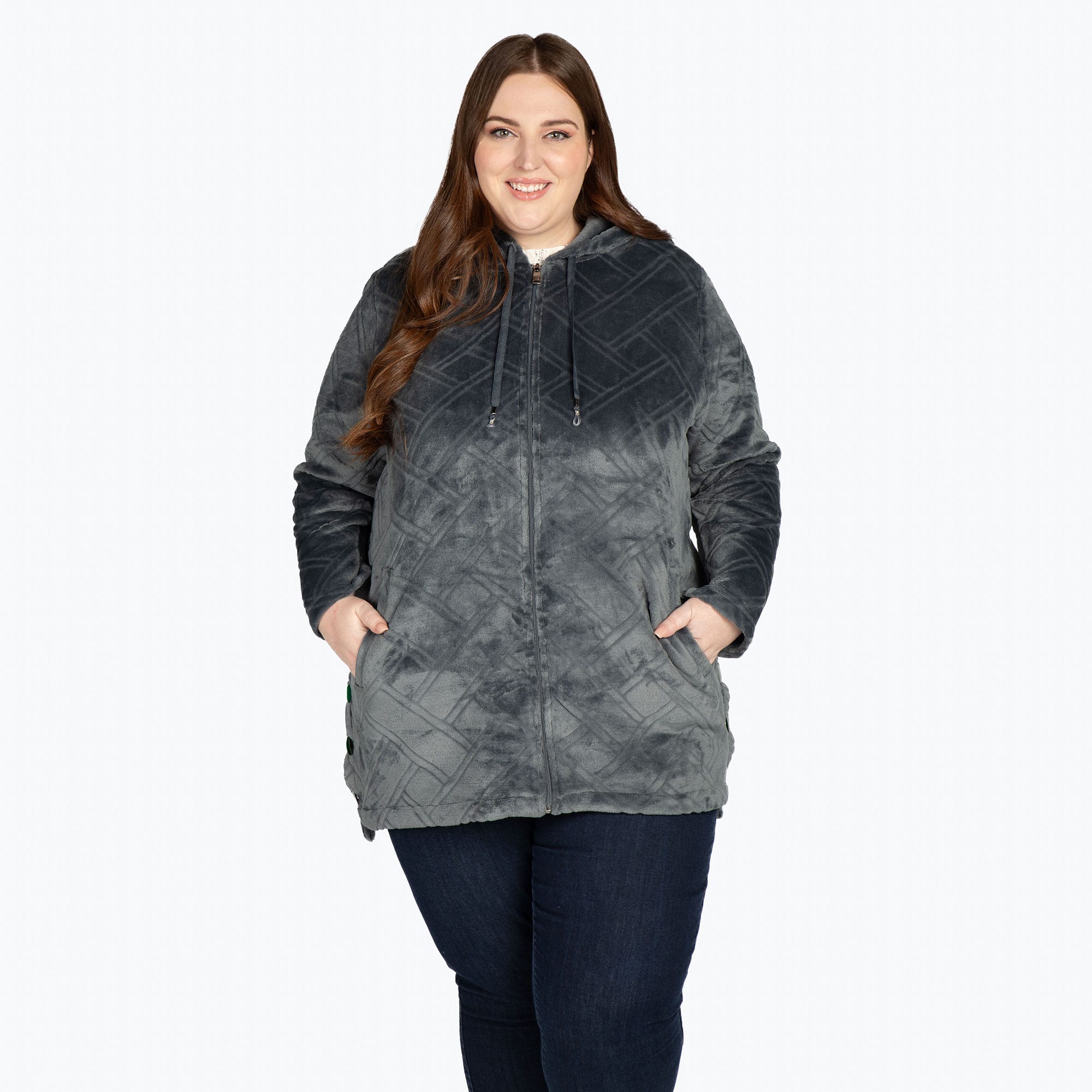 Huddle Plush Zip Lounger - FOG GREY - HuddleApparel_FogGrey_XL_01