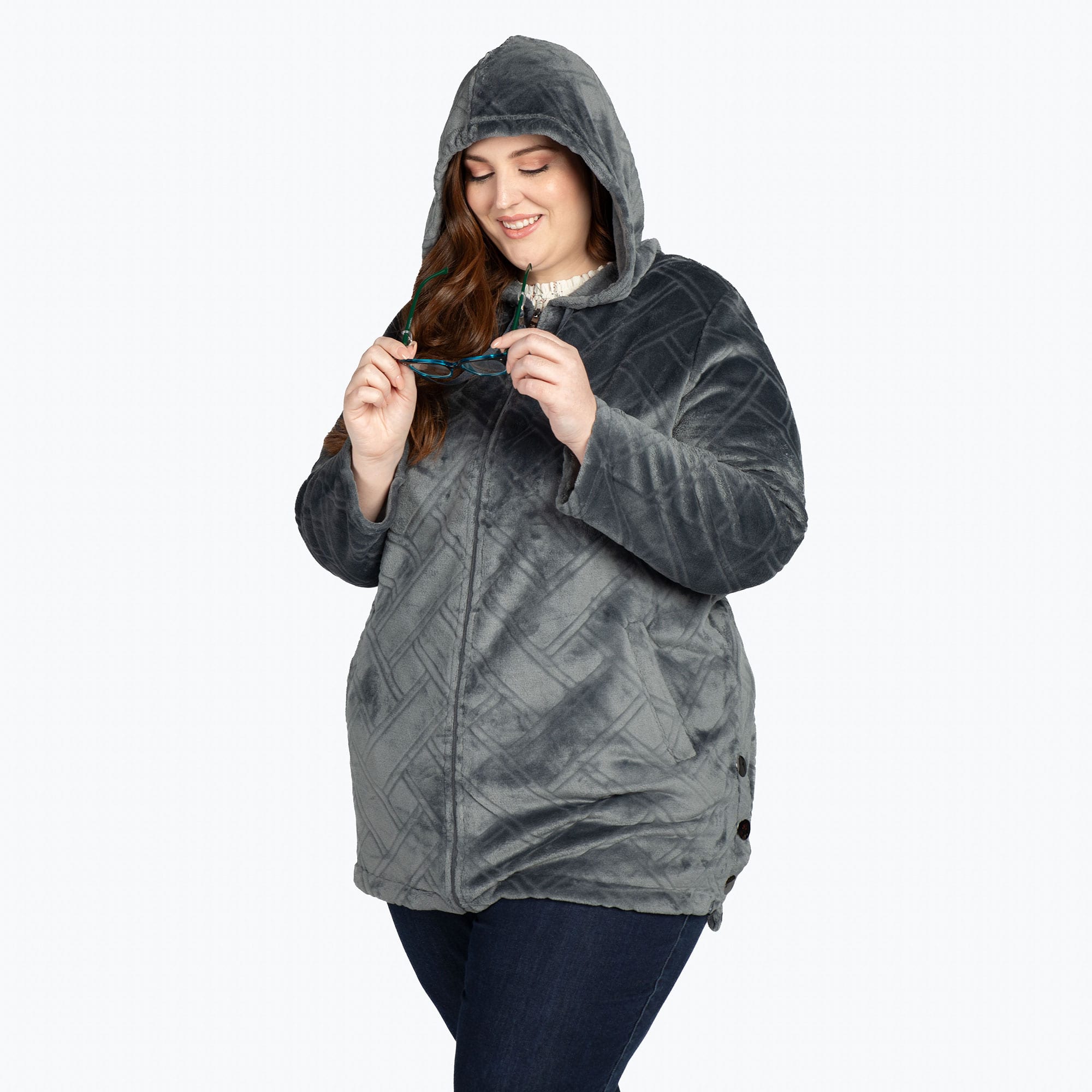 Huddle Plush Zip Lounger - FOG GREY - HuddleApparel_FogGrey_XL_09