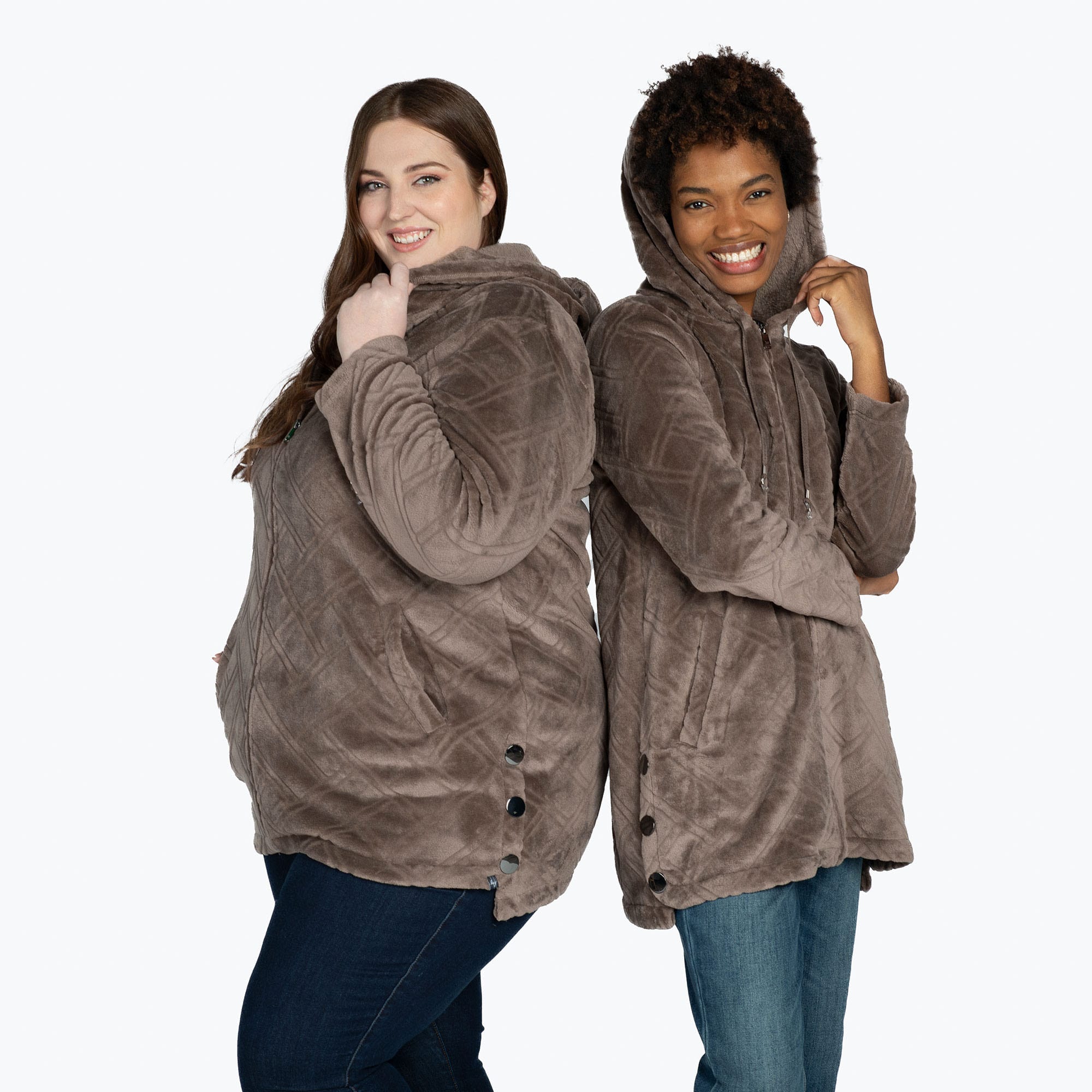 Huddle Plush Zip Lounger - WALNUT BROWN - HuddleApparel_WalnutBrown_BothSizes_01_4bae1b58-cfab-47f4-8b29-450987e63b85