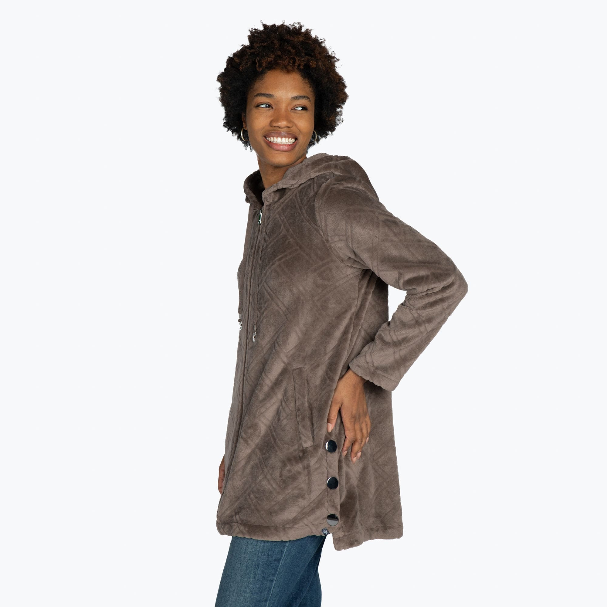 Huddle Plush Zip Lounger - WALNUT BROWN - HuddleApparel_WalnutBrown_S_02