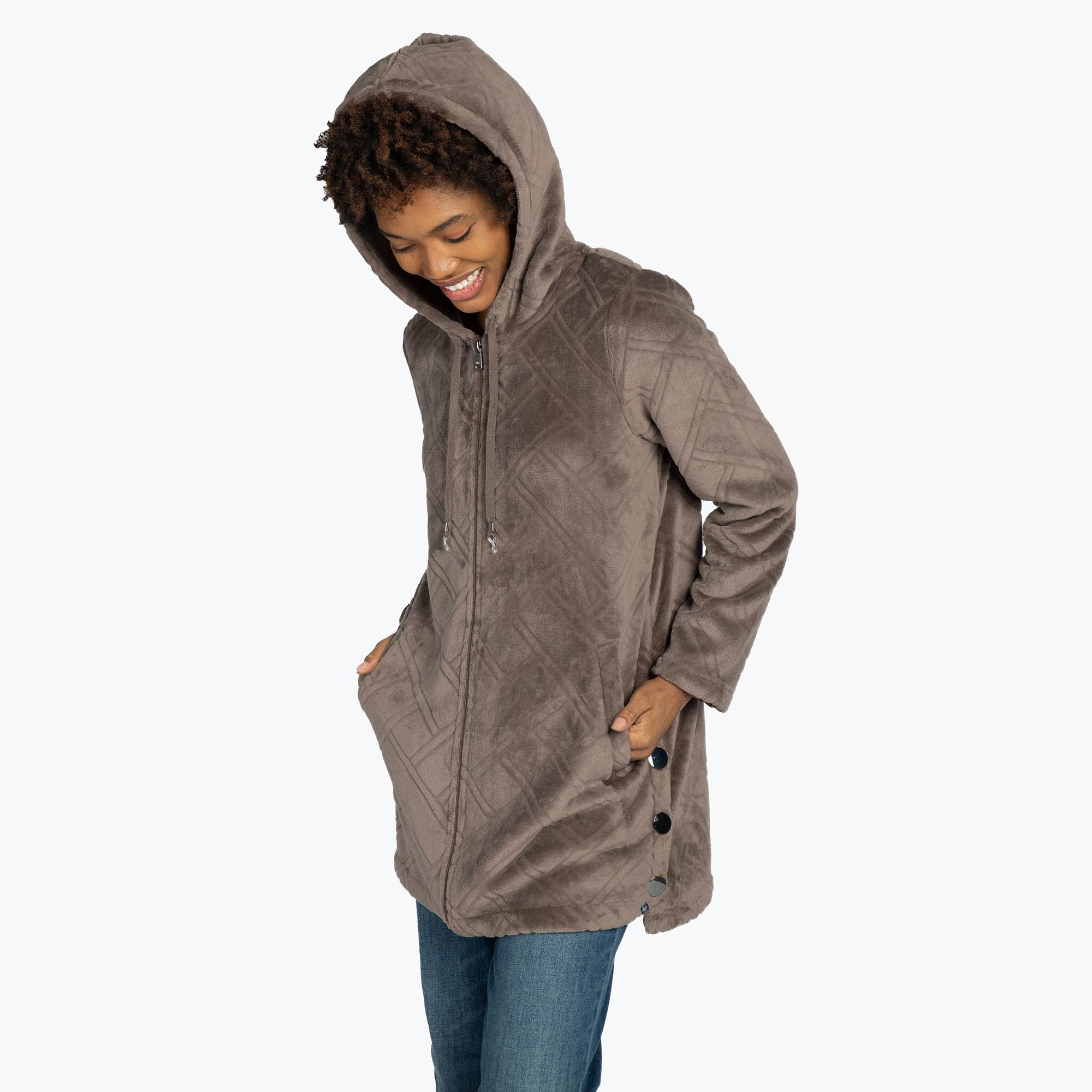 Huddle Plush Zip Lounger - WALNUT BROWN - HuddleApparel_WalnutBrown_S_03