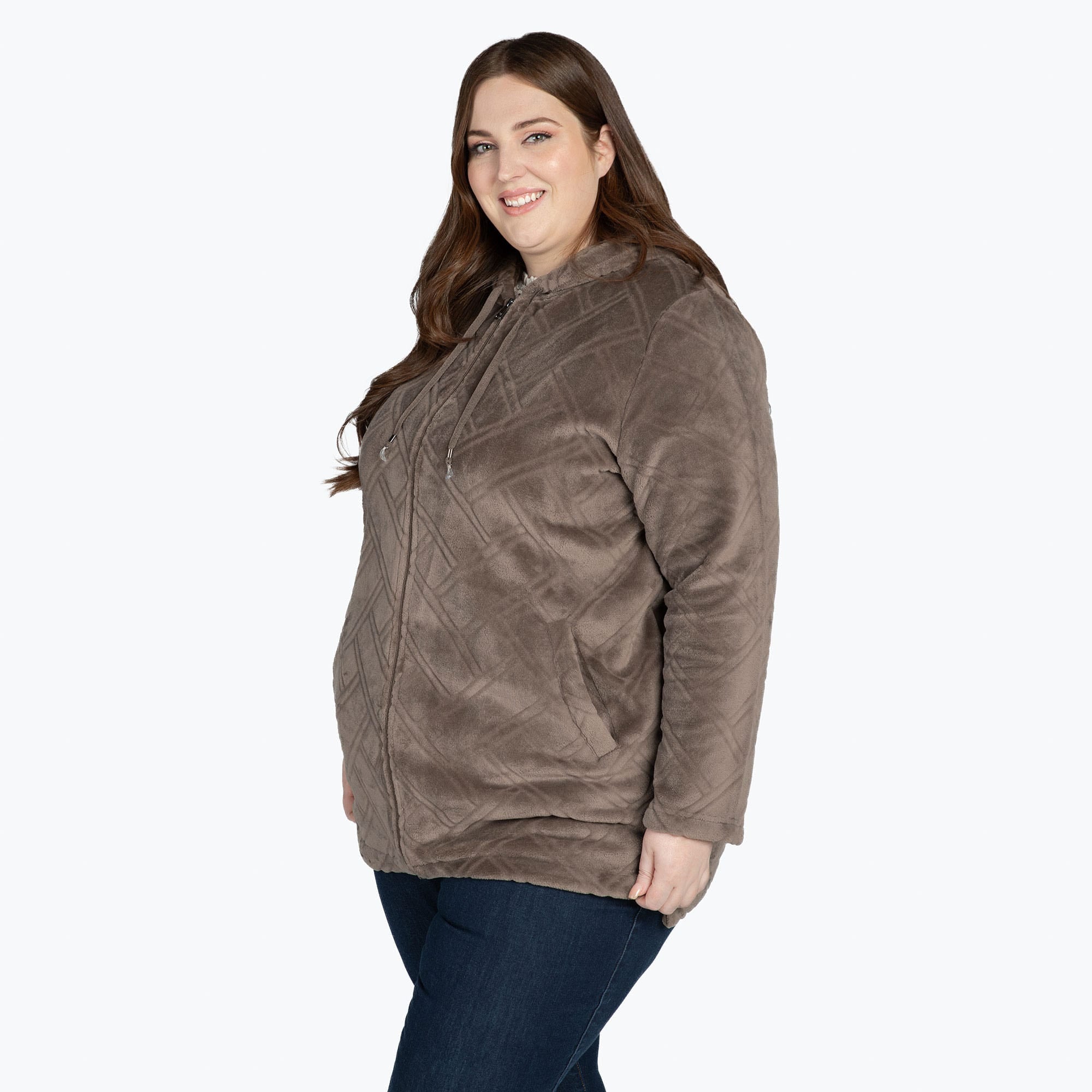 Huddle Plush Zip Lounger - WALNUT BROWN - HuddleApparel_WalnutBrown_XL_02