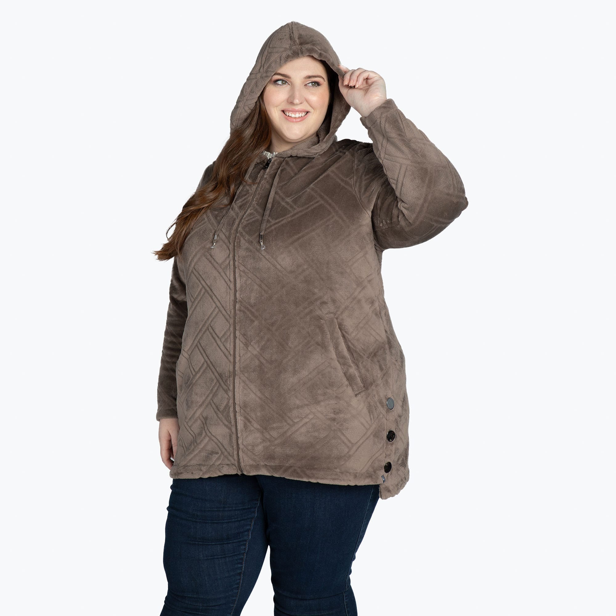 Huddle Plush Zip Lounger - WALNUT BROWN - HuddleApparel_WalnutBrown_XL_03
