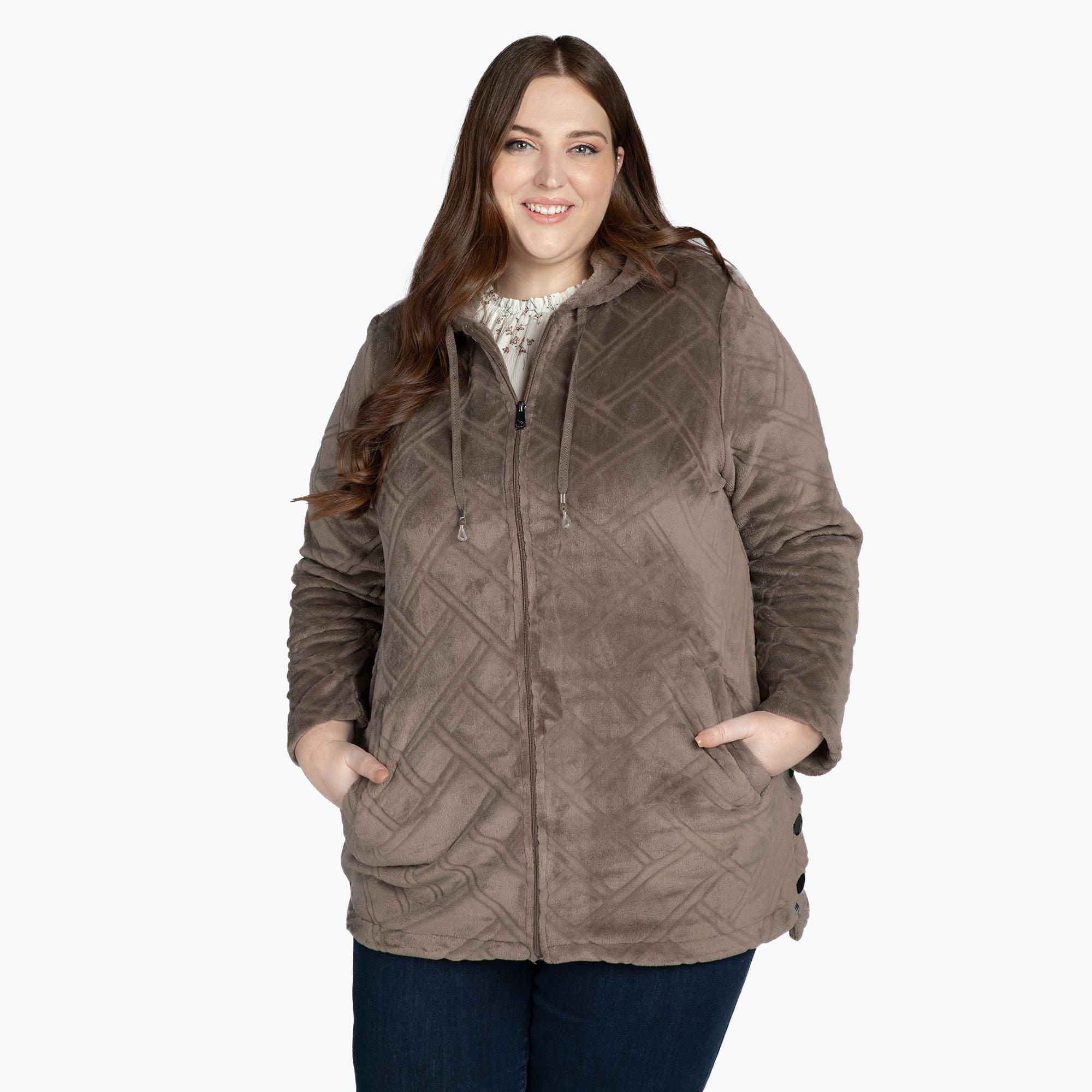 Huddle Plush Zip Lounger - WALNUT BROWN - HuddleApparel_WalnutBrown_XL_06