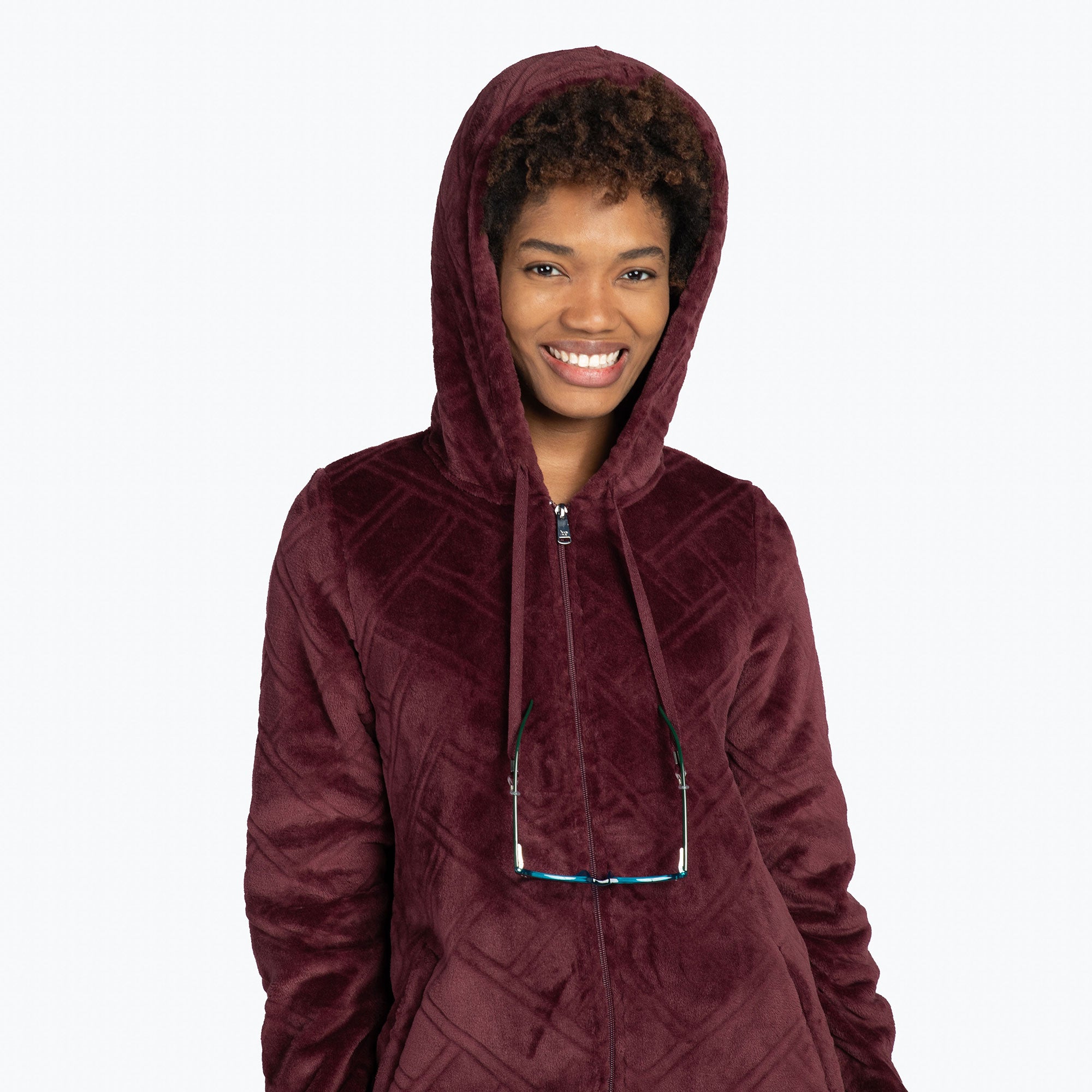 Huddle Plush Zip Lounger - WINE RED - HuddleApparel_WineRed_S_03