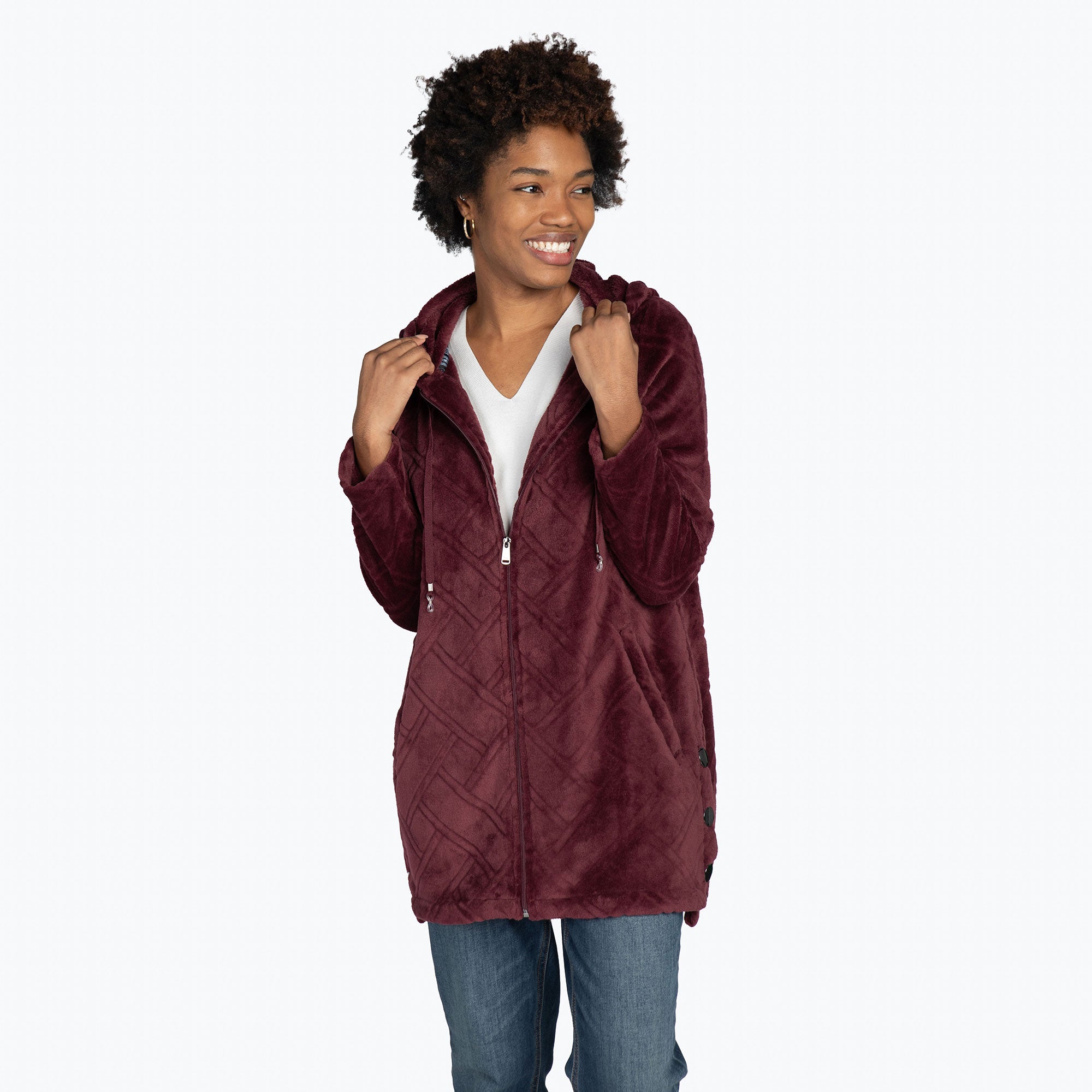 Huddle Plush Zip Lounger - WINE RED - HuddleApparel_WineRed_S_06