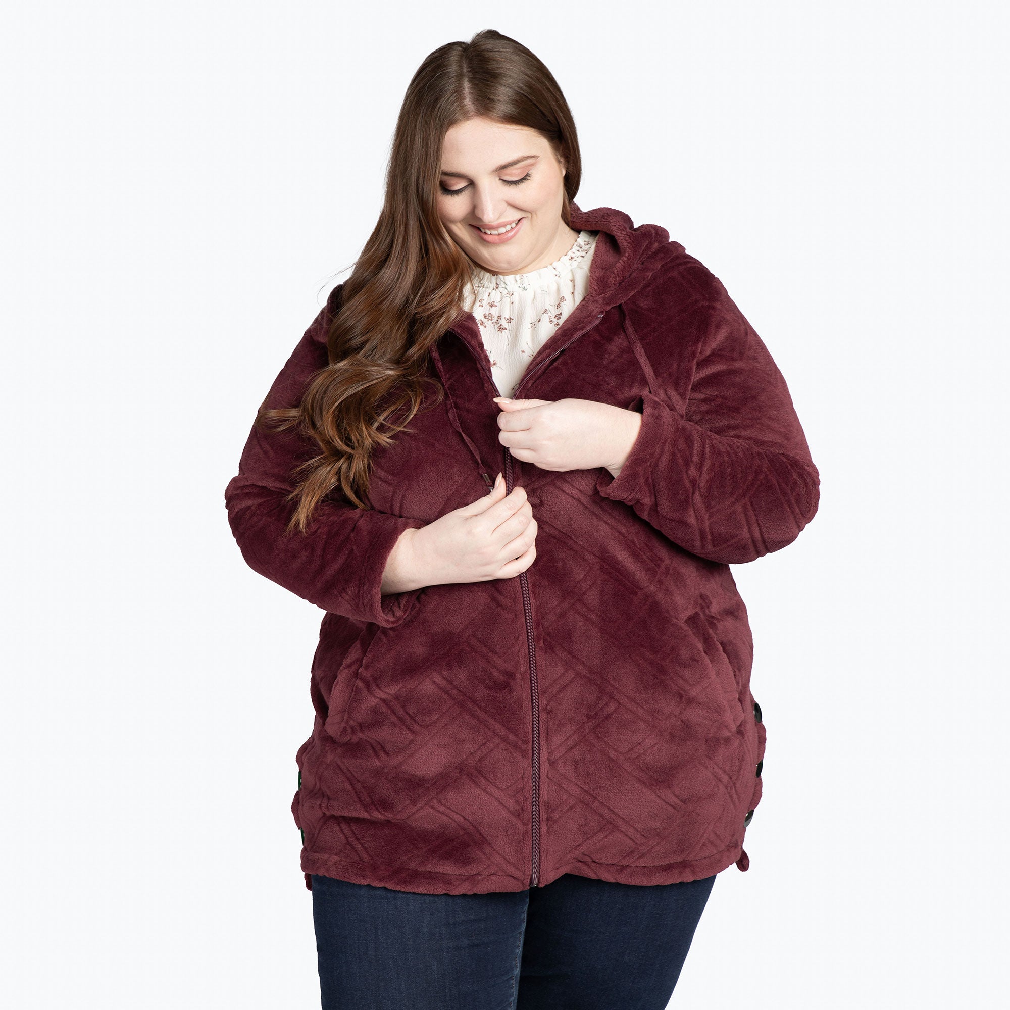 Huddle Plush Zip Lounger - WINE RED - HuddleApparel_WineRed_XL_06