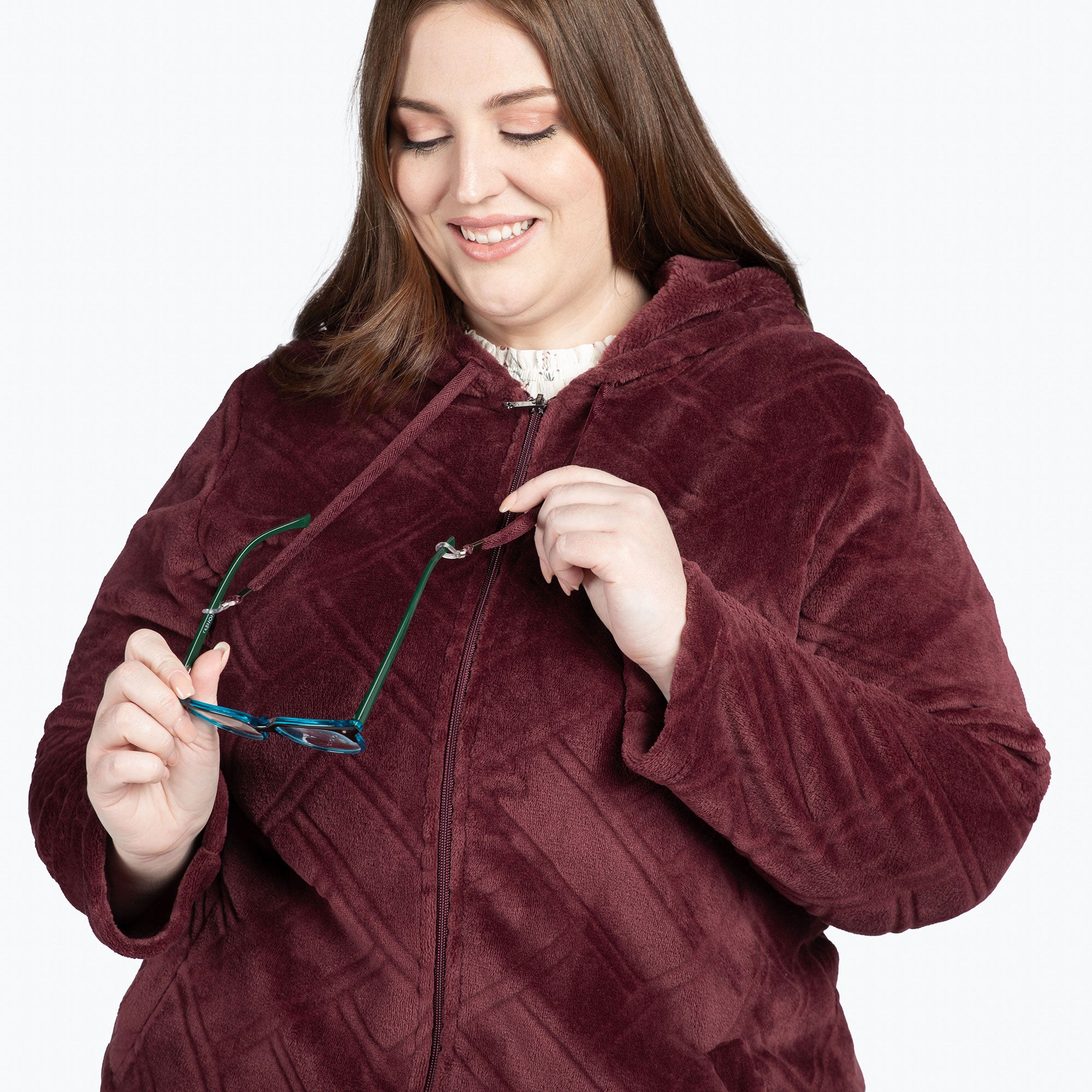Huddle Plush Zip Lounger - WINE RED - HuddleApparel_WineRed_XL_09