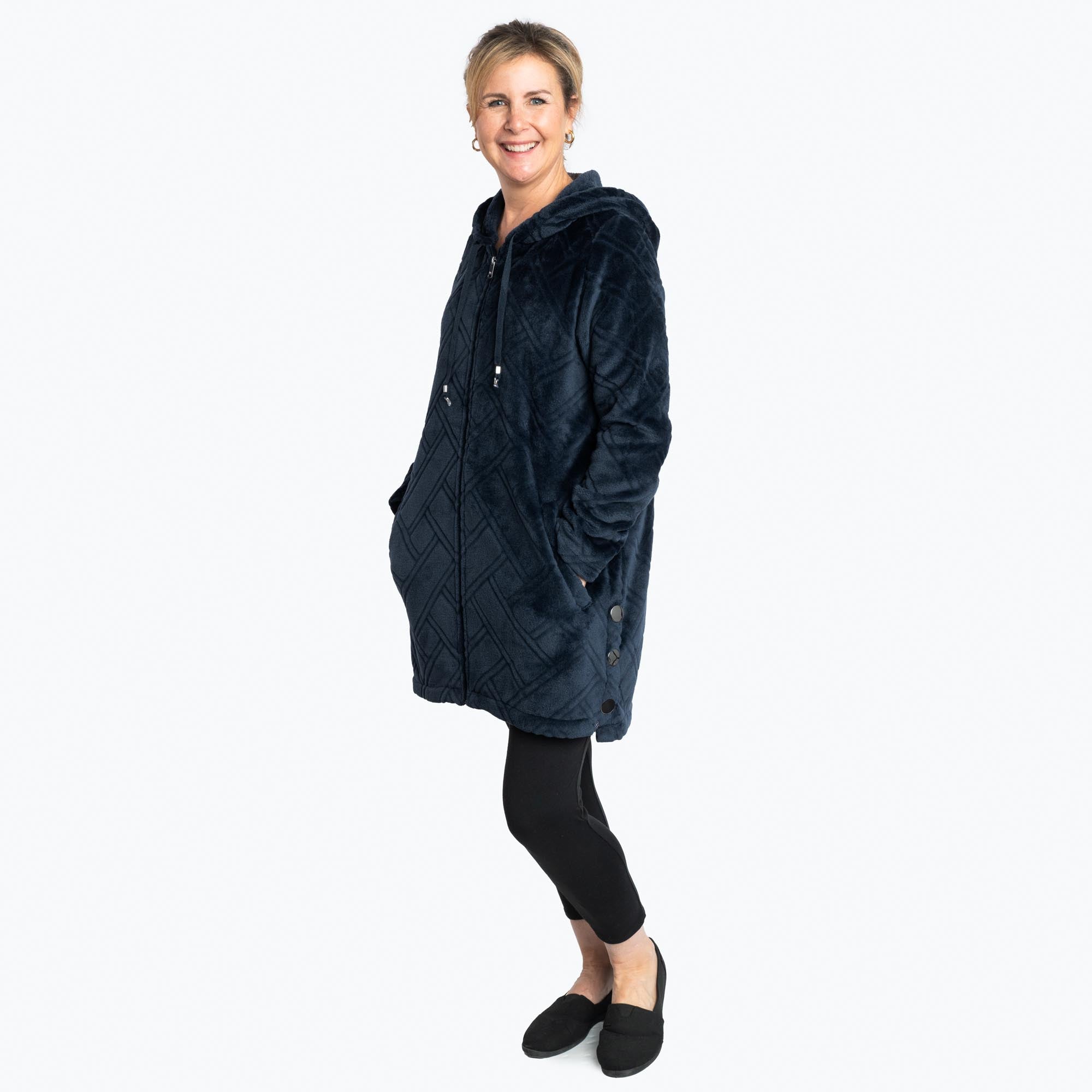 Huddle Plush Zip Lounger - INDIGO - Huddle_Indigo_01