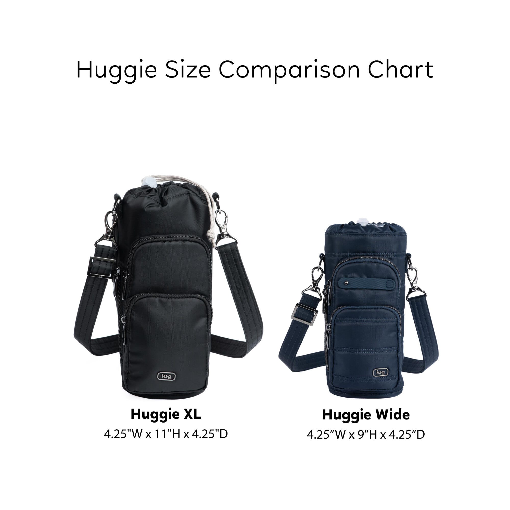 Huggie Wide Crossbody Water Bottle Holder with Charm Bar - - HuggieWide_ComparisonChart_a4eb6052-b620-4236-a473-c8d902a345d9