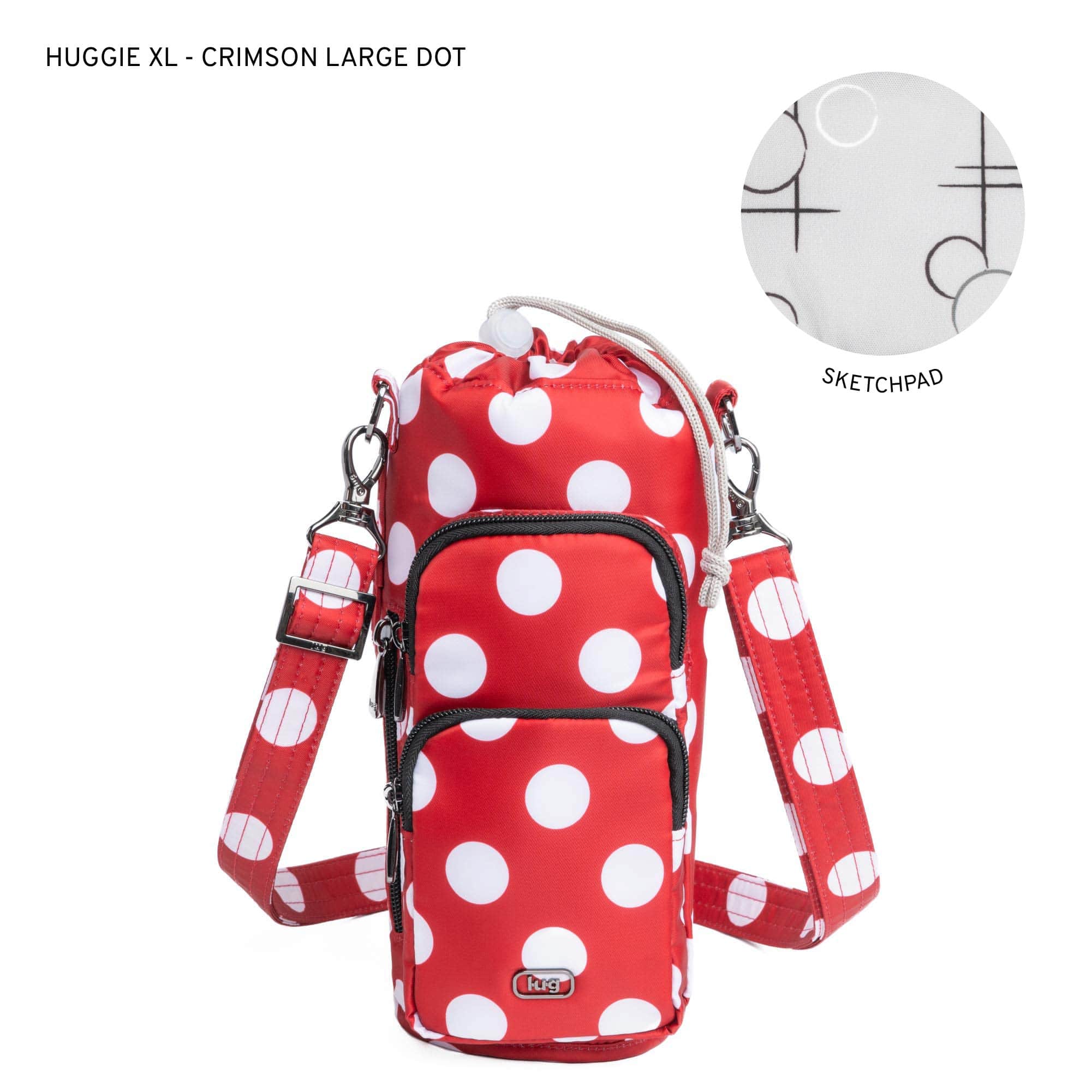 Huggie XL Crossbody Bottle Holder - CRIMSON LARGE DOT - HuggieXL_CrimsonLGDot_LL