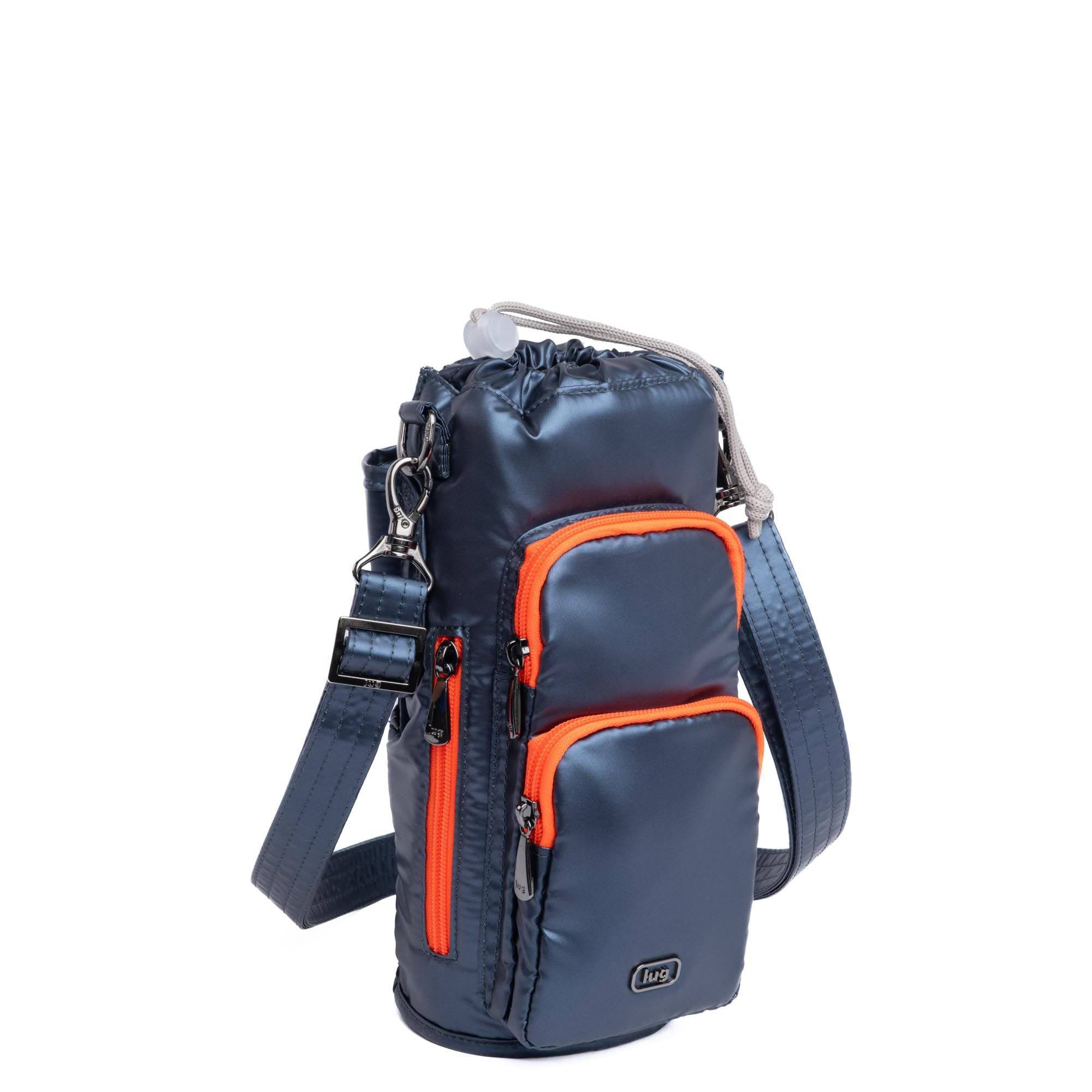 Huggie XL Crossbody Bottle Holder - METALLIC INDIGO WITH CORAL NEON - HuggieXL_MetallicIndigoCoralNeon_02_deff77a3-31fb-48e4-824e-d7bacc41085e