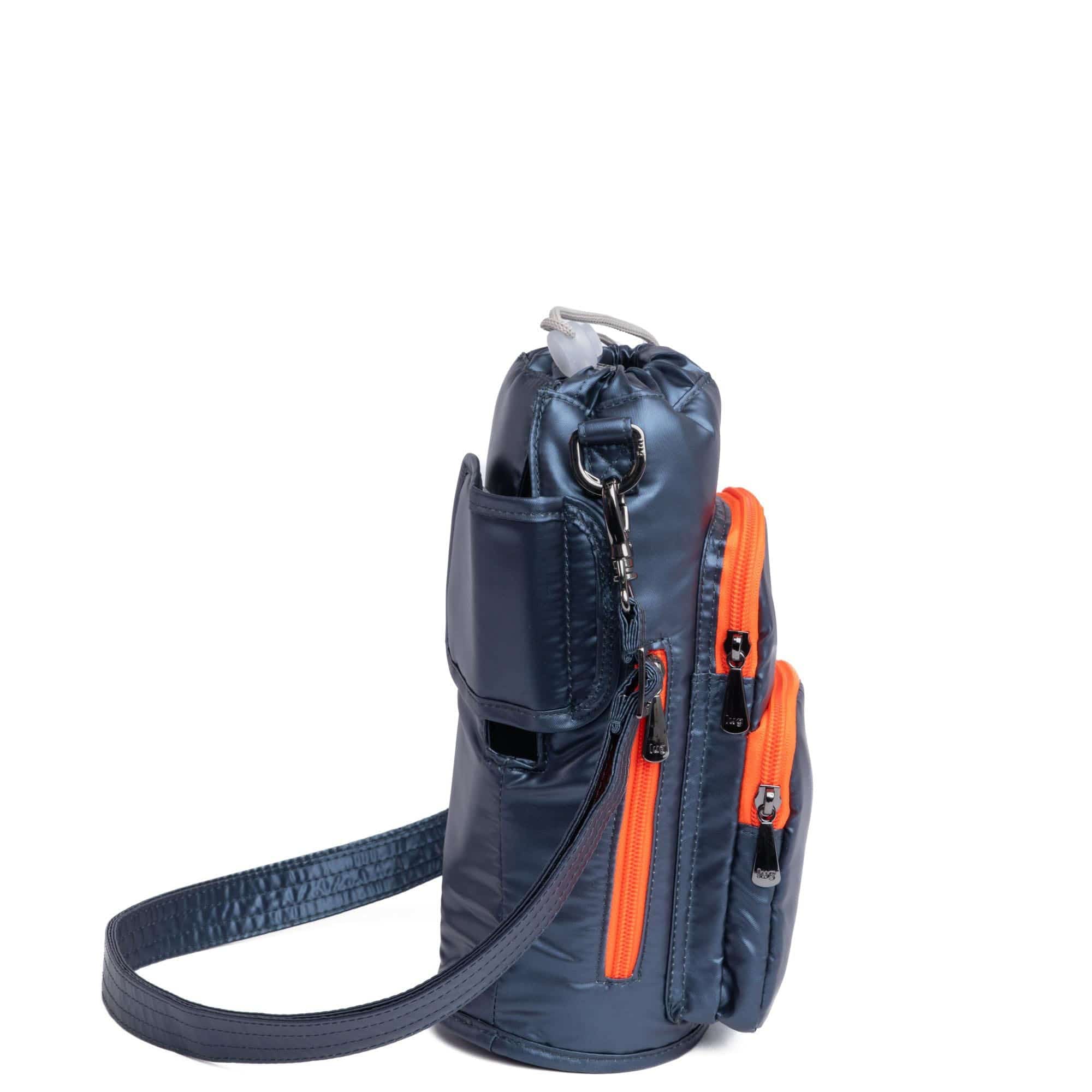 Huggie XL Crossbody Bottle Holder - METALLIC INDIGO WITH CORAL NEON - HuggieXL_MetallicIndigoCoralNeon_03_311045fc-342e-4e85-96c8-c8fc7068e8dc