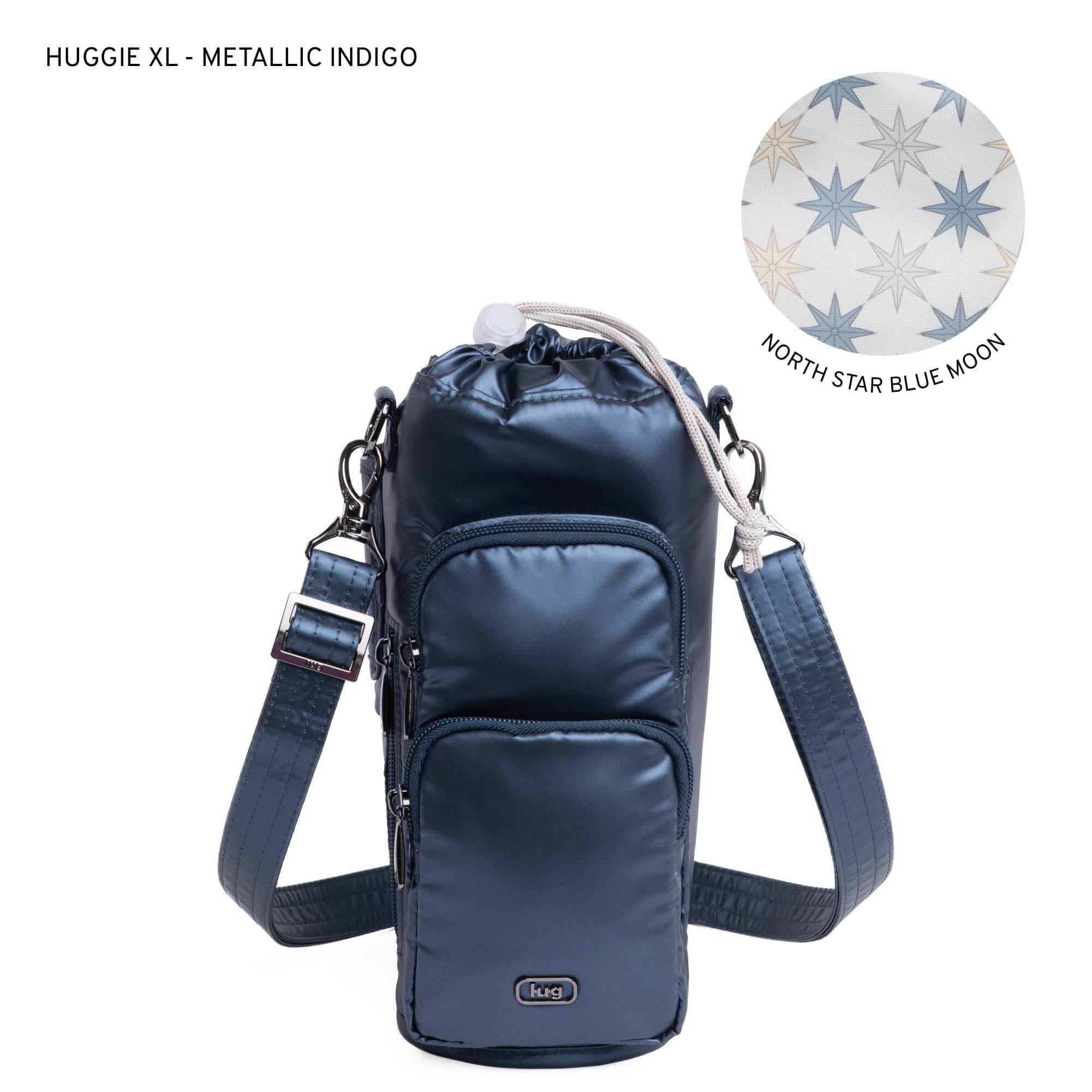 Huggie XL Crossbody Bottle Holder - METALLIC INDIGO - HuggieXL_MetallicIndigo_LL
