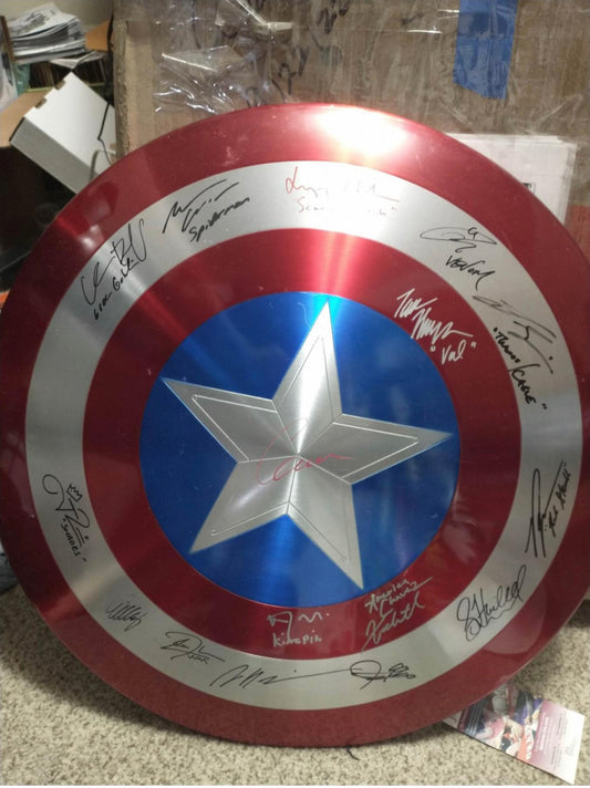 Captain America Shield – Signed by Cast Members of the Marvel Cinematic Universe est. Value $5,000 - - IMG_2515