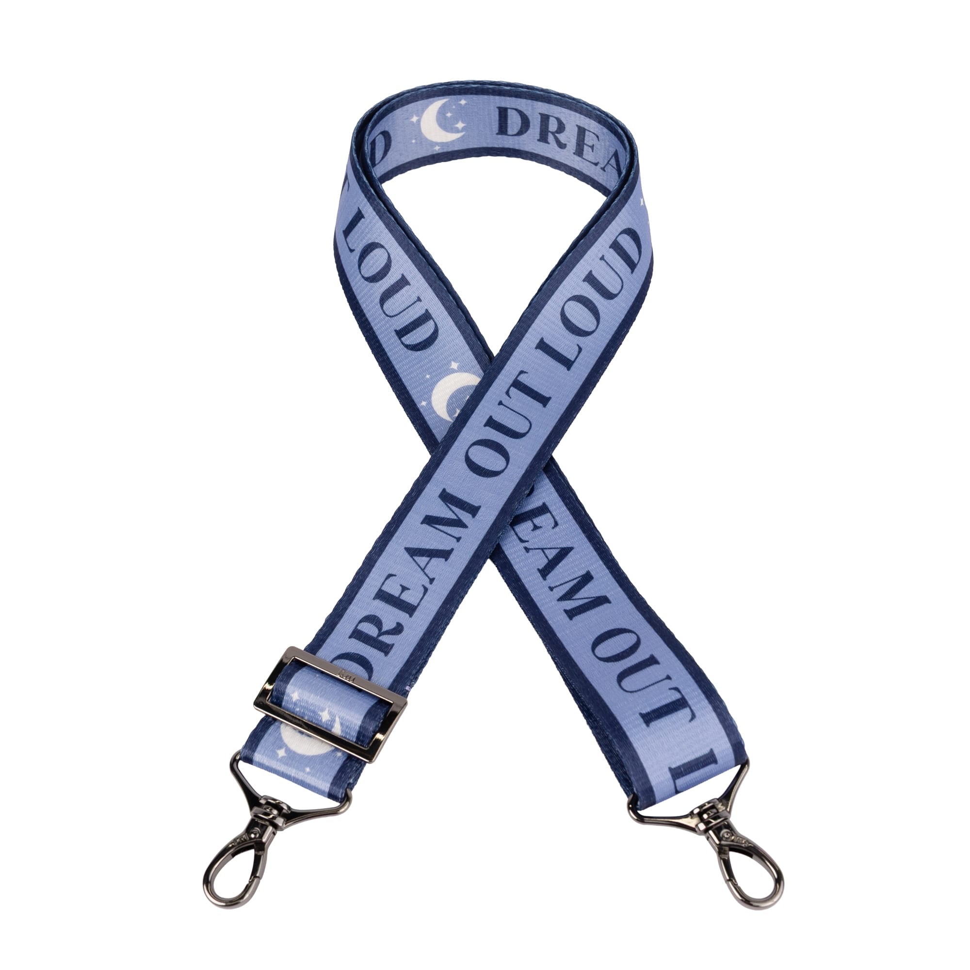 1.5" Webbed Inspirational Strap - DREAM OUT LOUD METALLIC INDIGO - InspirationalStraps_DreamOutLoud