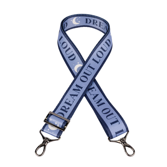 1.5" Webbed Inspirational Strap - DREAM OUT LOUD METALLIC INDIGO - InspirationalStraps_DreamOutLoud