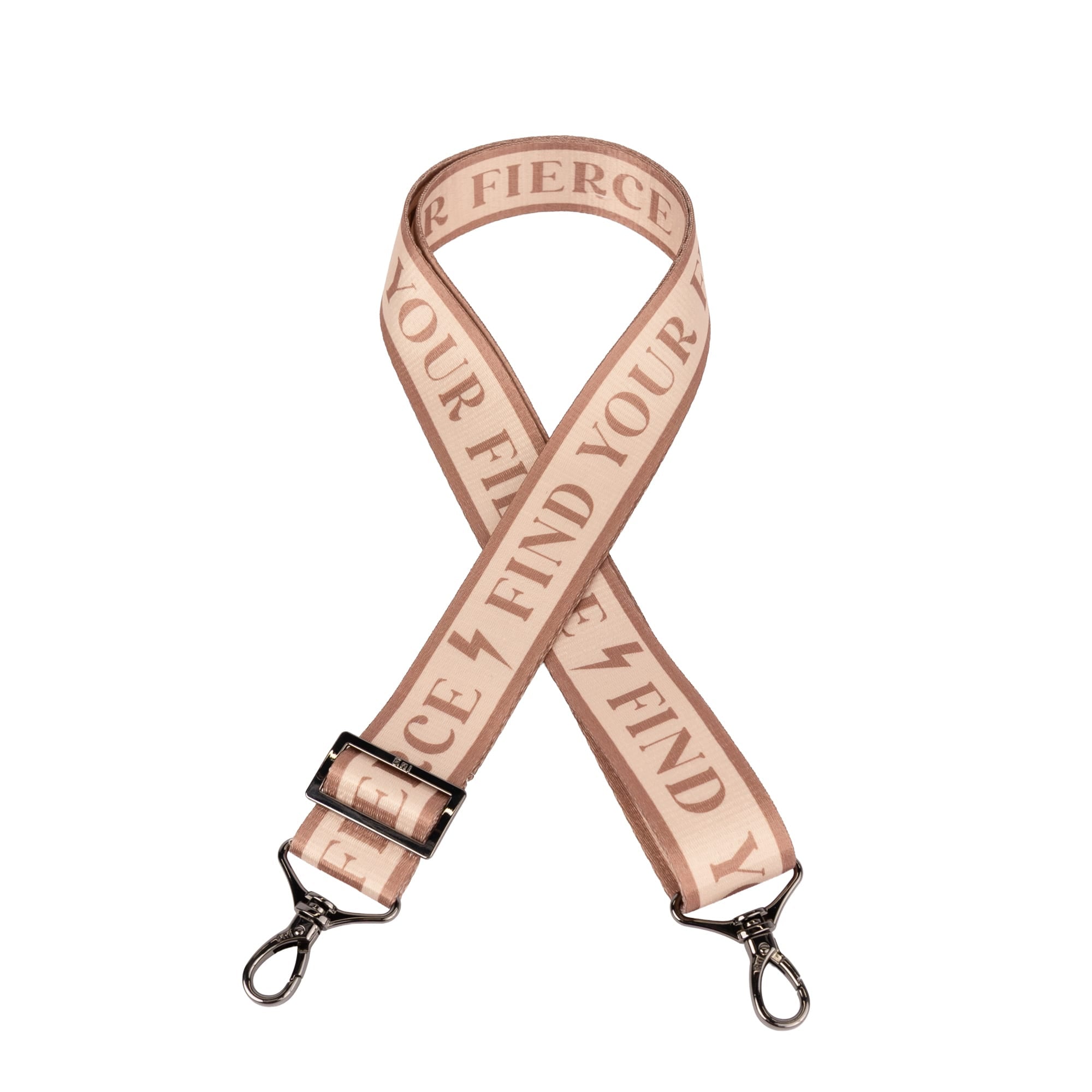 1.5" Webbed Inspirational Strap - FIND YOUR FIERCE METALLIC CHAI - InspirationalStraps_FindYourFierce