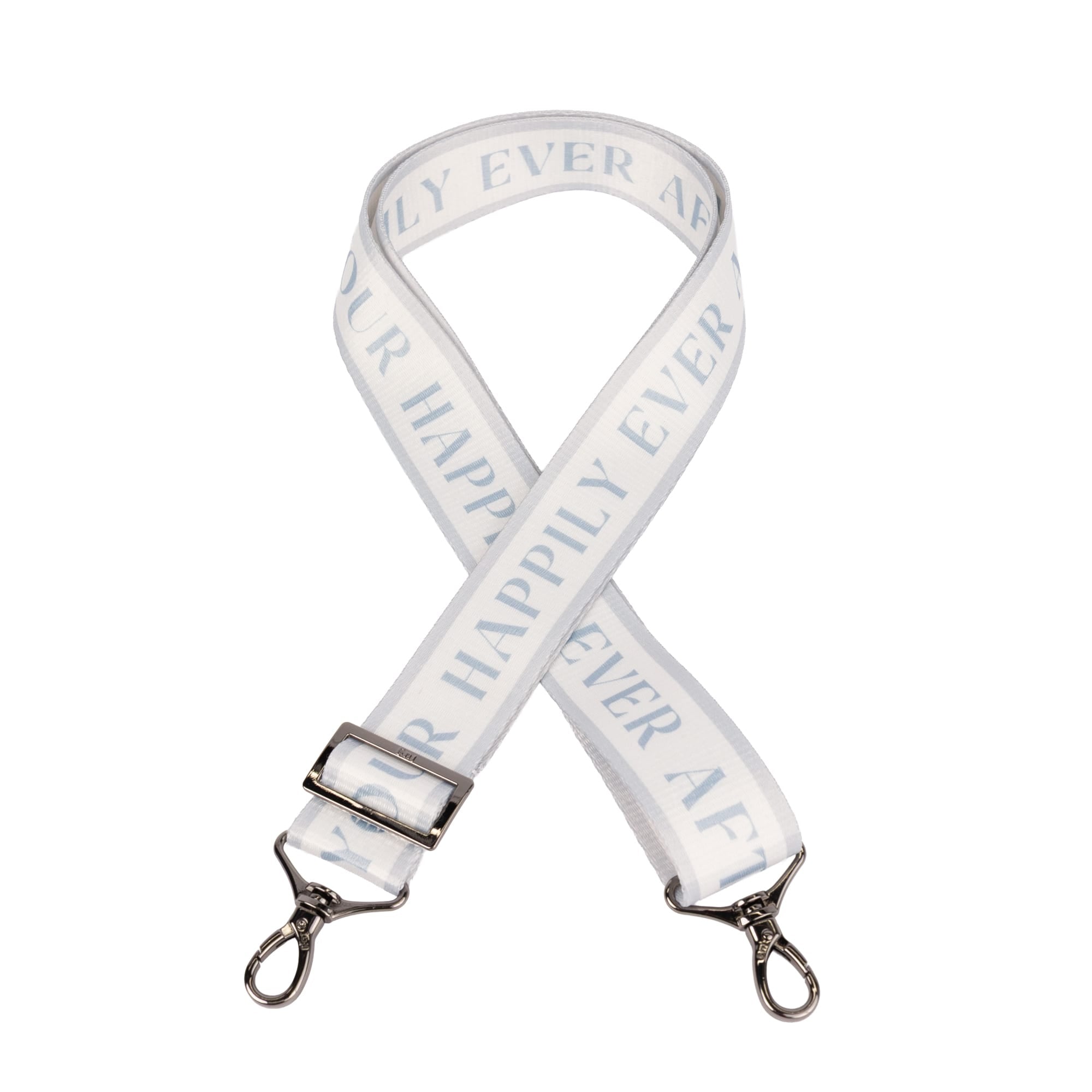 1.5" Webbed Inspirational Strap - FIND YOUR HAPPILY EVER AFTER METALLIC SILVER - InspirationalStraps_OurHappilyEverAfter