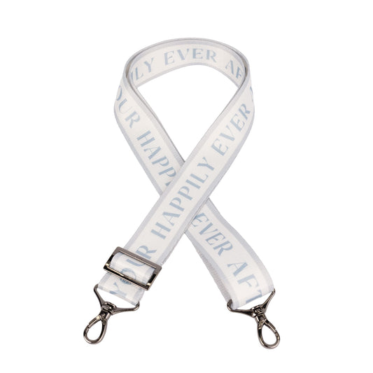 1.5" Webbed Inspirational Strap - FIND YOUR HAPPILY EVER AFTER METALLIC SILVER - InspirationalStraps_OurHappilyEverAfter
