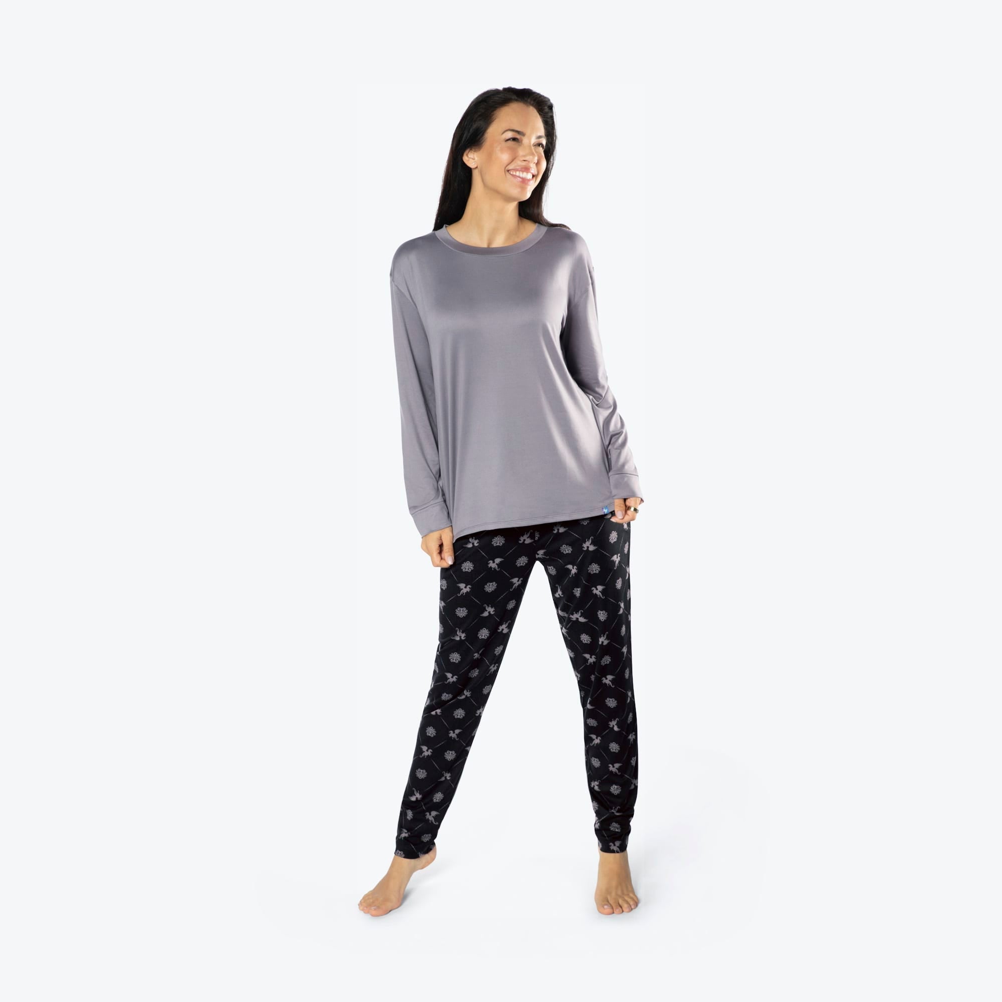 Jitterbug Long Sleeve Pajama Set - DRAGON BLACK - Jitterbug_DragonBlack_S_01a