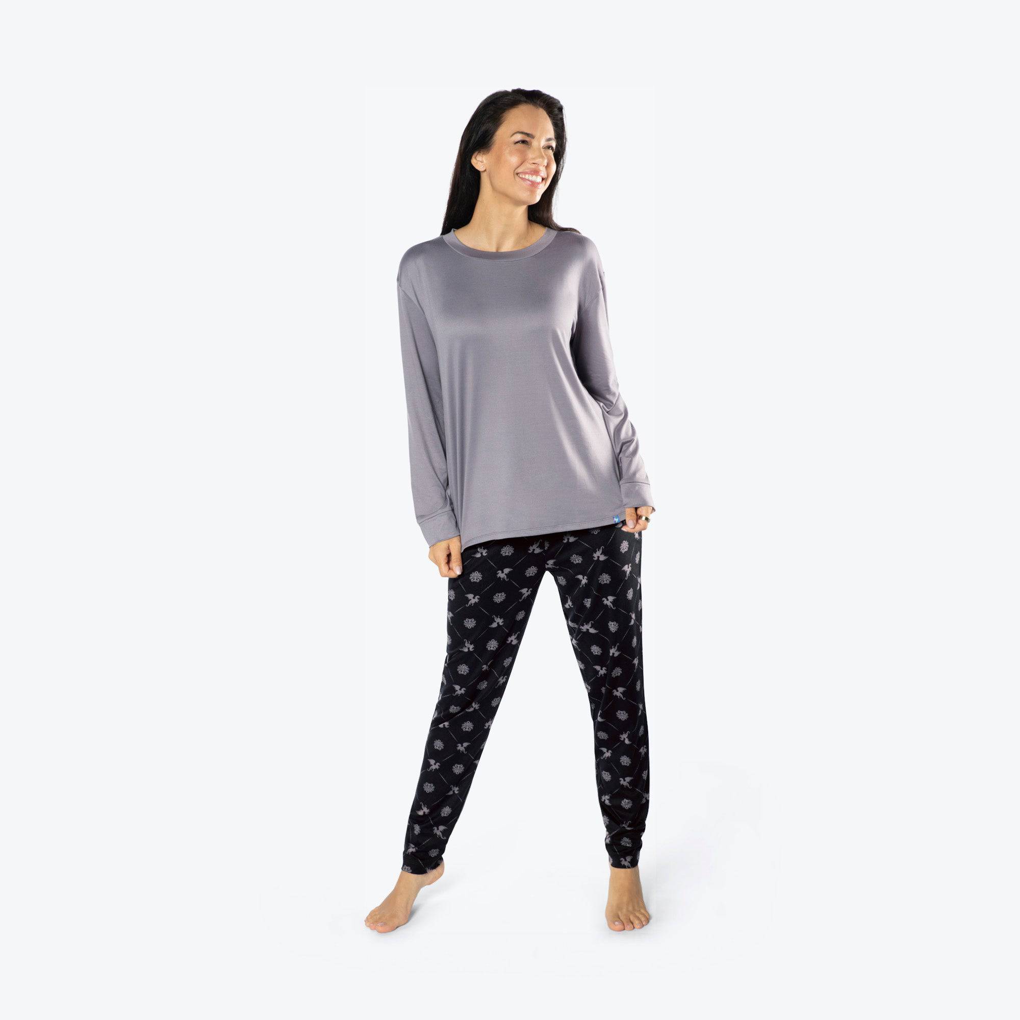 Jitterbug Long Sleeve Pajama Set - - Jitterbug_DragonBlack_S_01a_d8fa2501-5665-4d50-98f6-b169c94b0a54