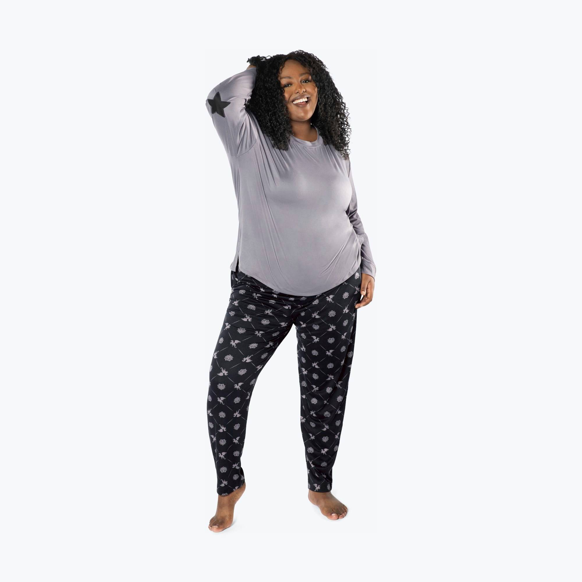 Jitterbug Long Sleeve Pajama Set - DRAGON BLACK - Jitterbug_DragonBlack_XL_01a