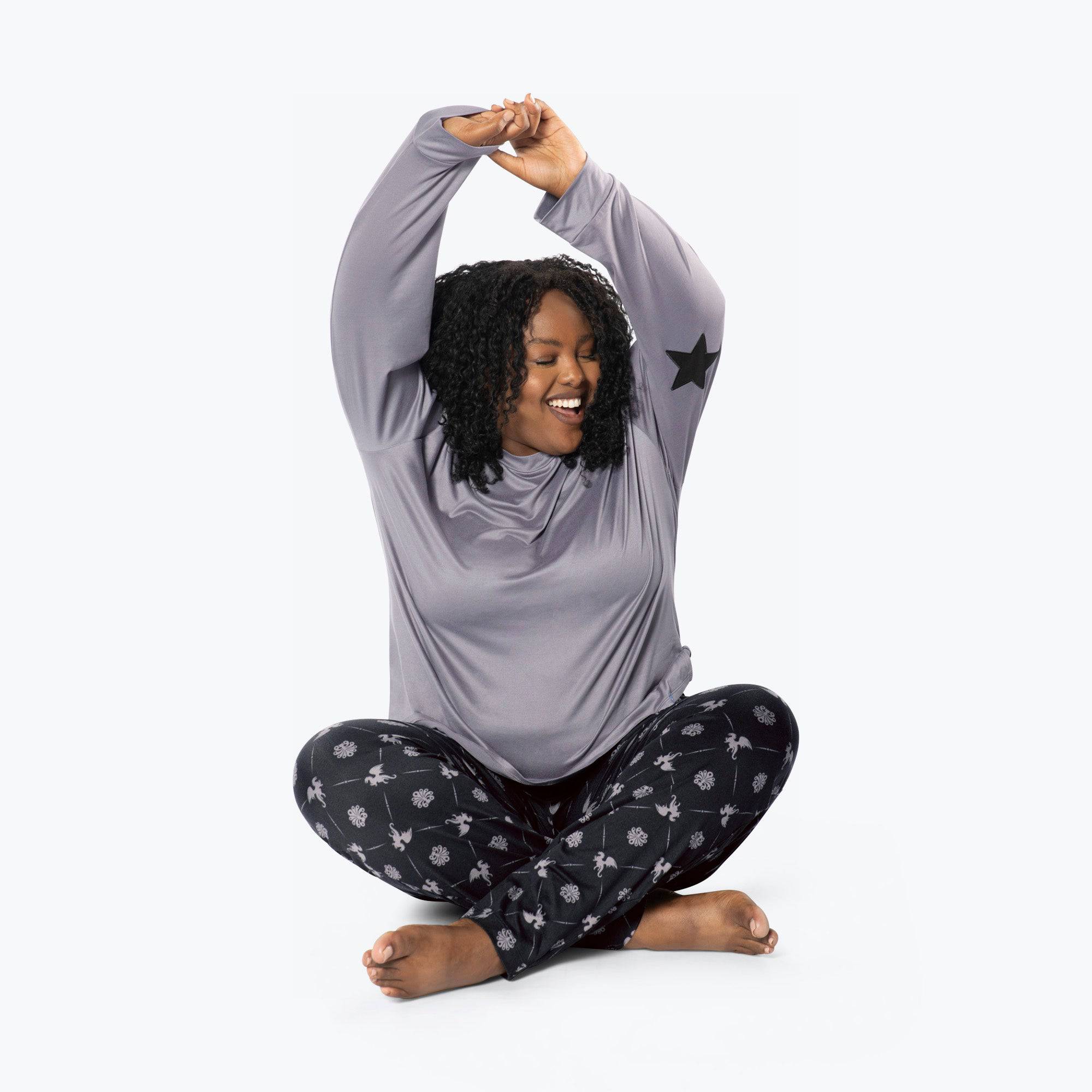 Jitterbug Long Sleeve Pajama Set - DRAGON BLACK - Jitterbug_DragonBlack_XL_01b