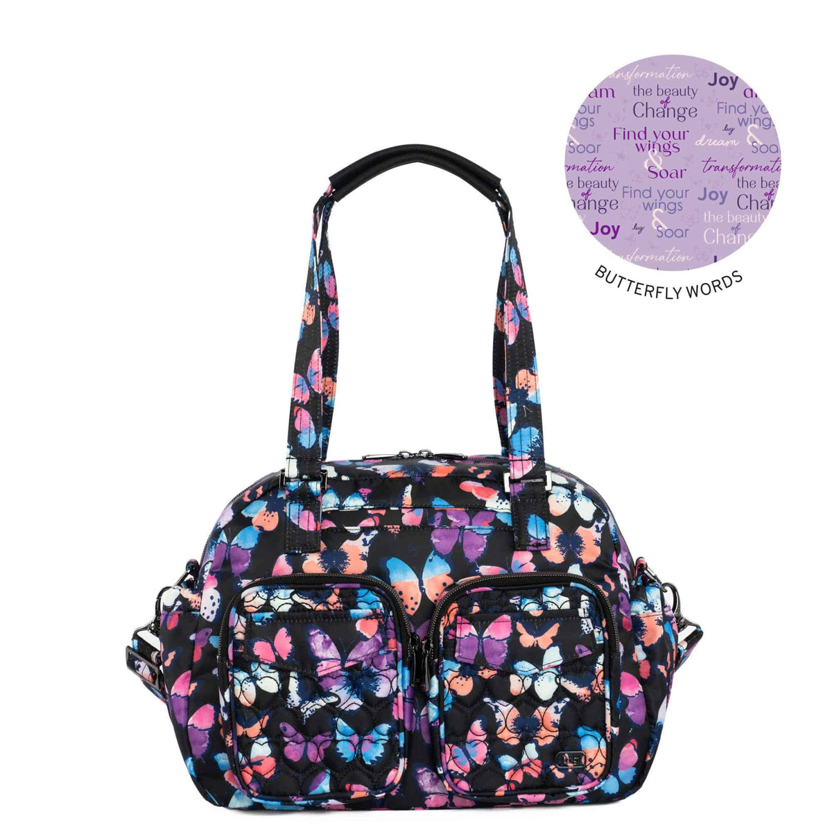Jumper 2 Carry-All Tote - WATERCOLOR BUTTERFLIES - Jumper2_WatercolorButterfliesBlack