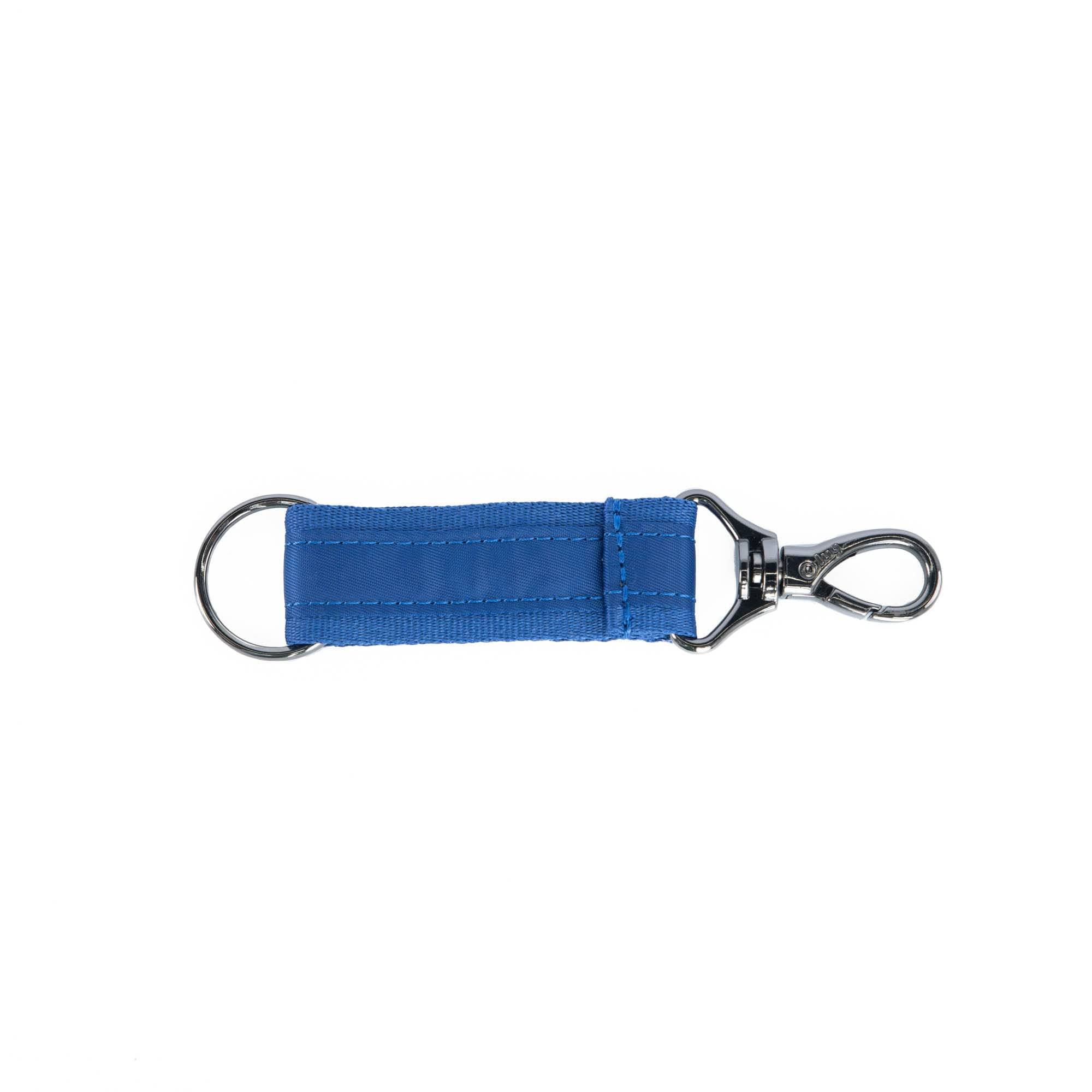 Cobalt blue Lug Link key chain accessory with a sleek, modern design, attached to a keyring.