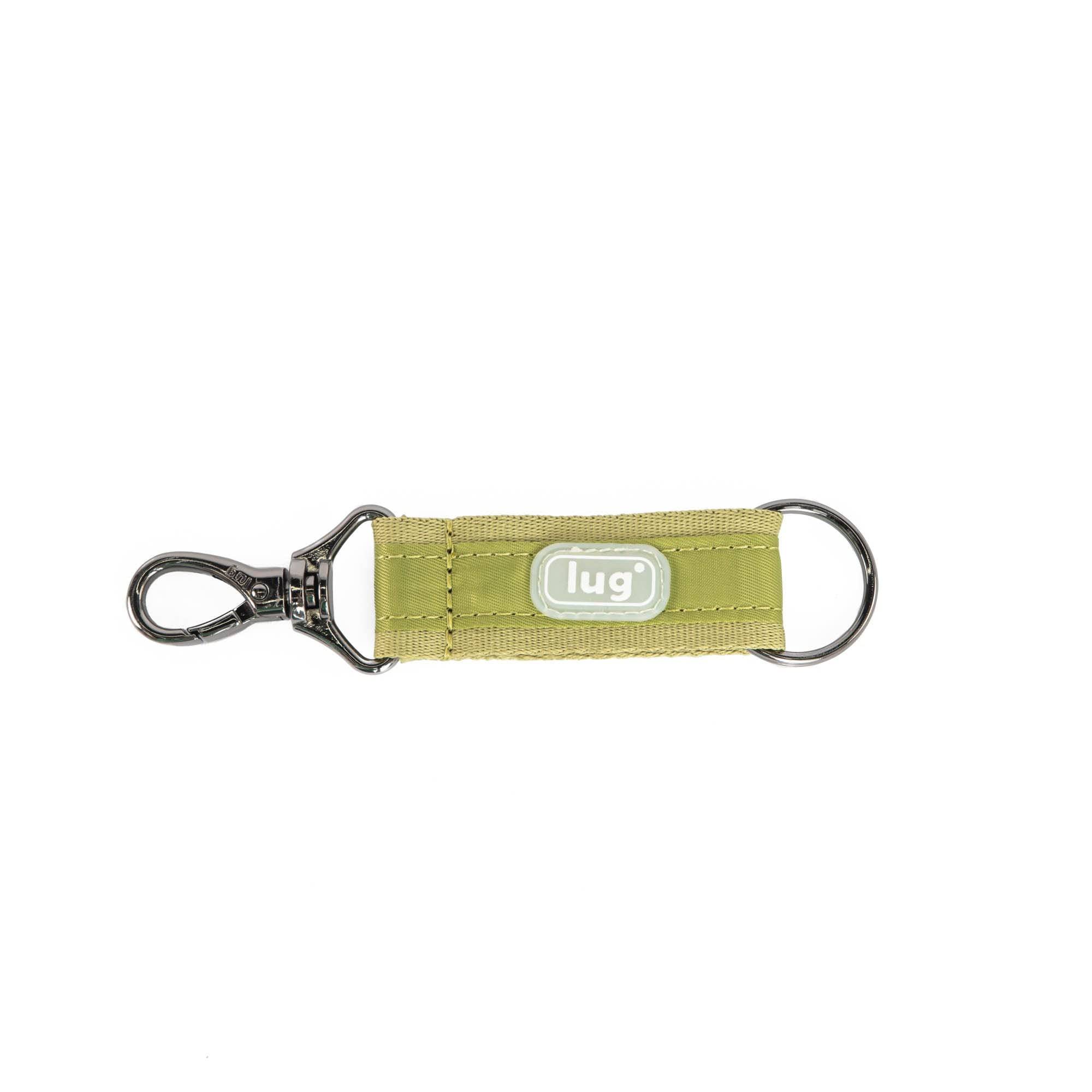 Lug grass green link key chain accessory with a metal keyring and branded tag, ideal for organizing keys.