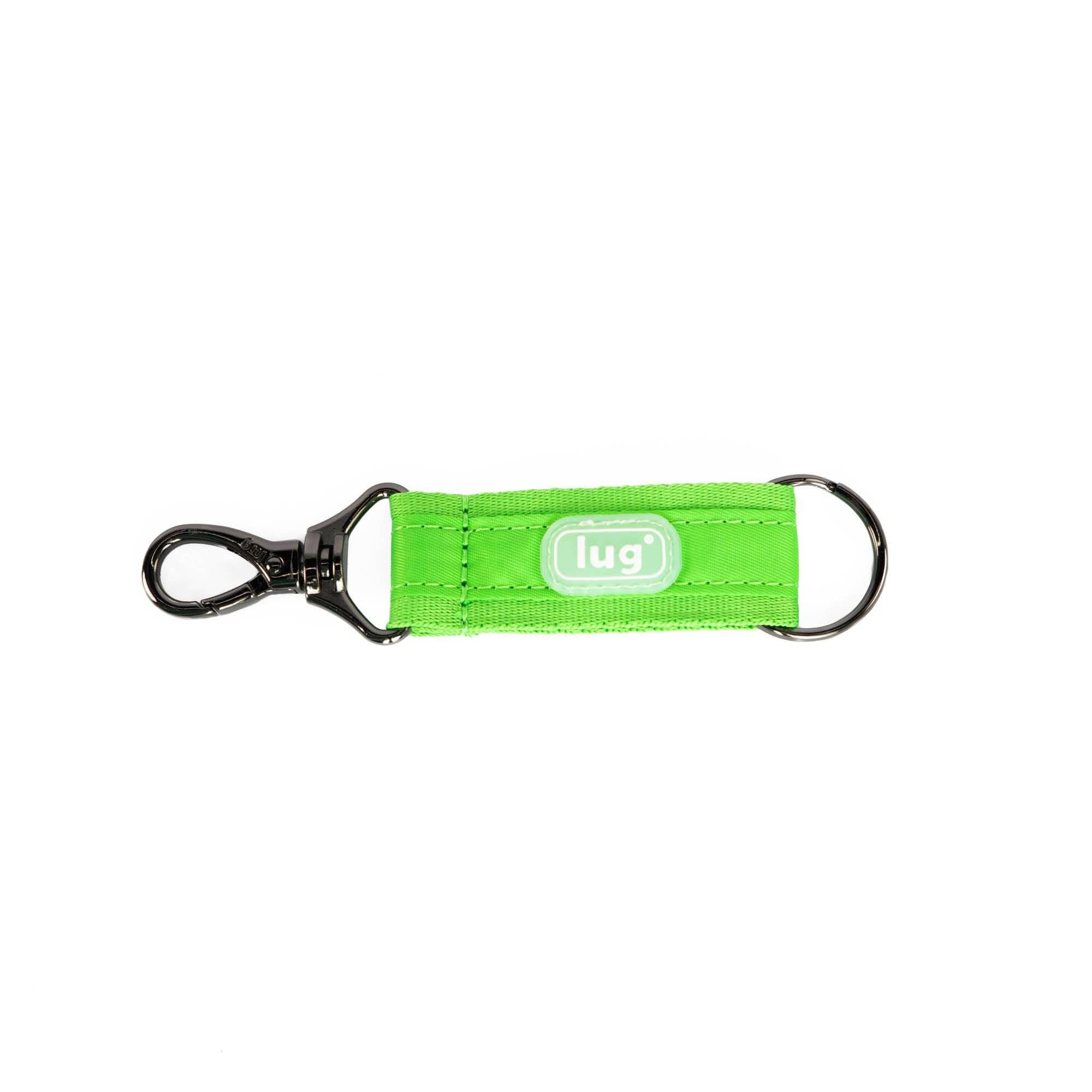 Lug lime-colored link key chain accessory with a sleek design and metal keyring for everyday use.