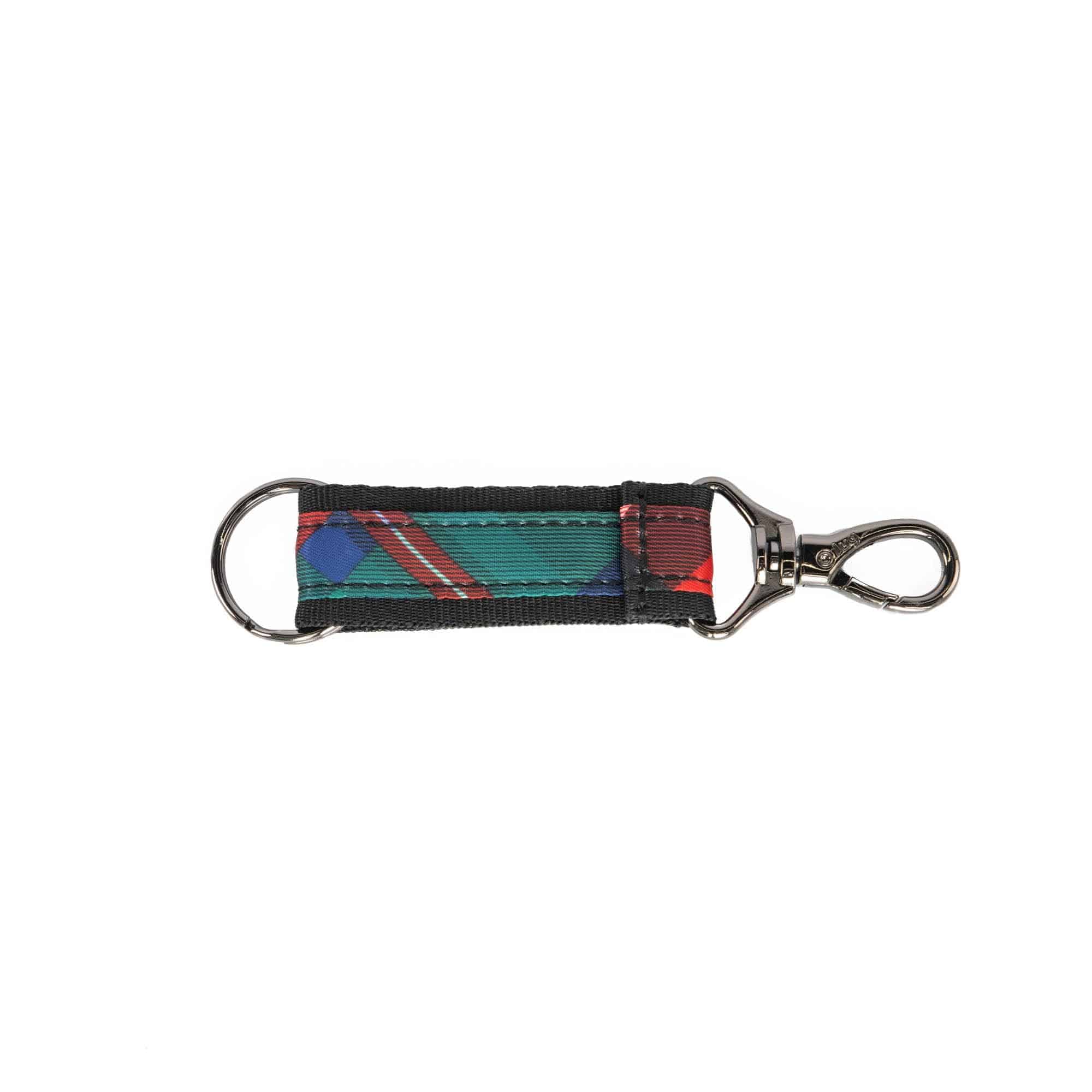 Lug Link Key Chain accessory with tartan plaid fabric and metal keyring, stylish and durable key fob for everyday use.