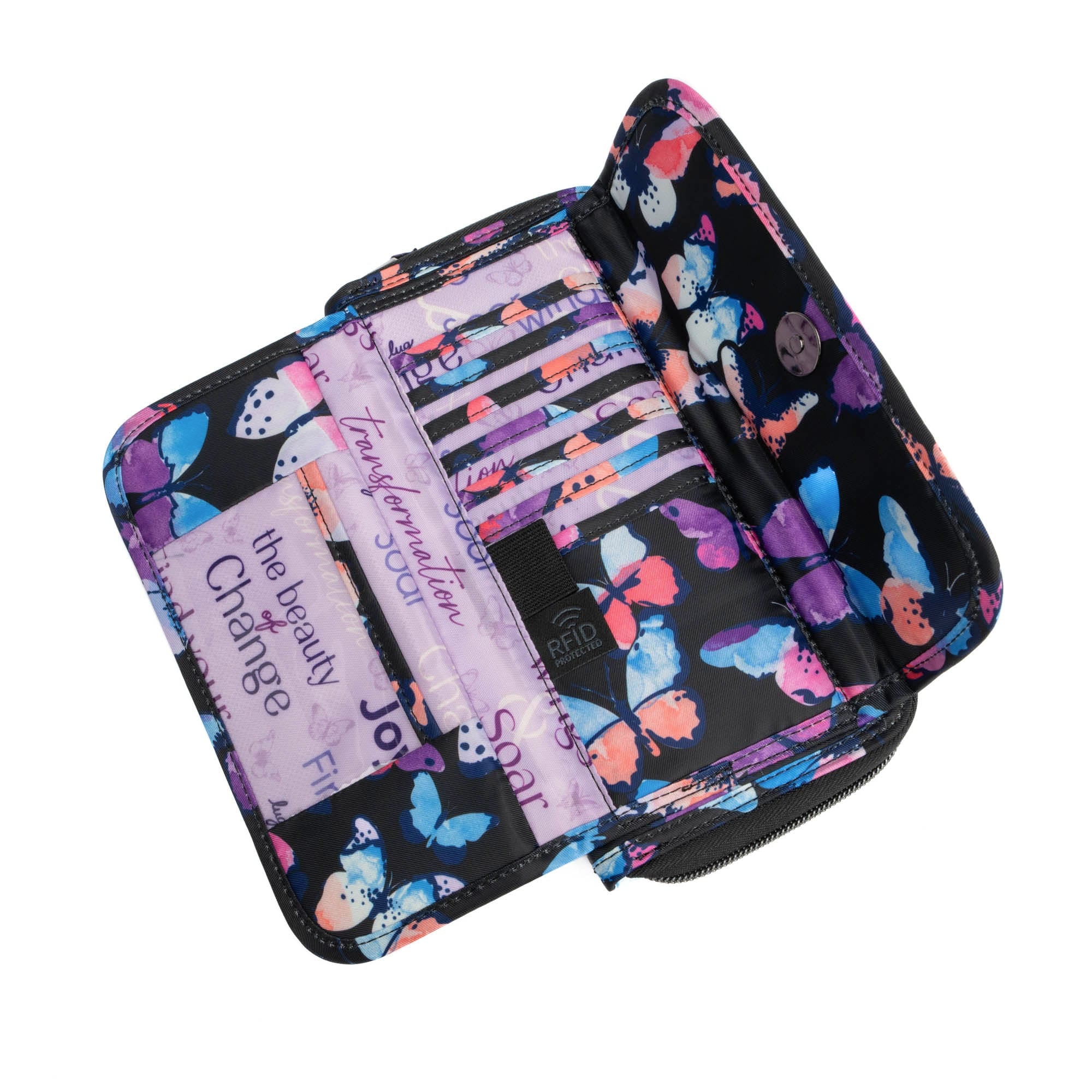 Kickflip SE Convertible RFID Wallet - WATERCOLOR BUTTERFLIES - KickflipSE_WatercolourButterflies_06