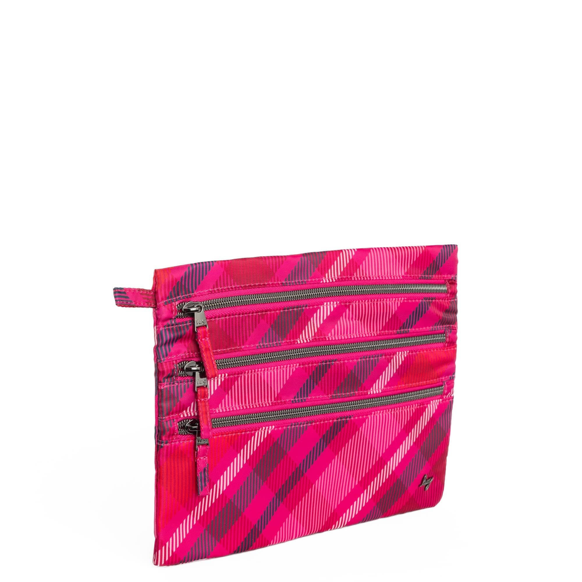 Kickline Triple Zip Storage Pouch - BERRY PLAID - Kickline_BerryPlaid_02