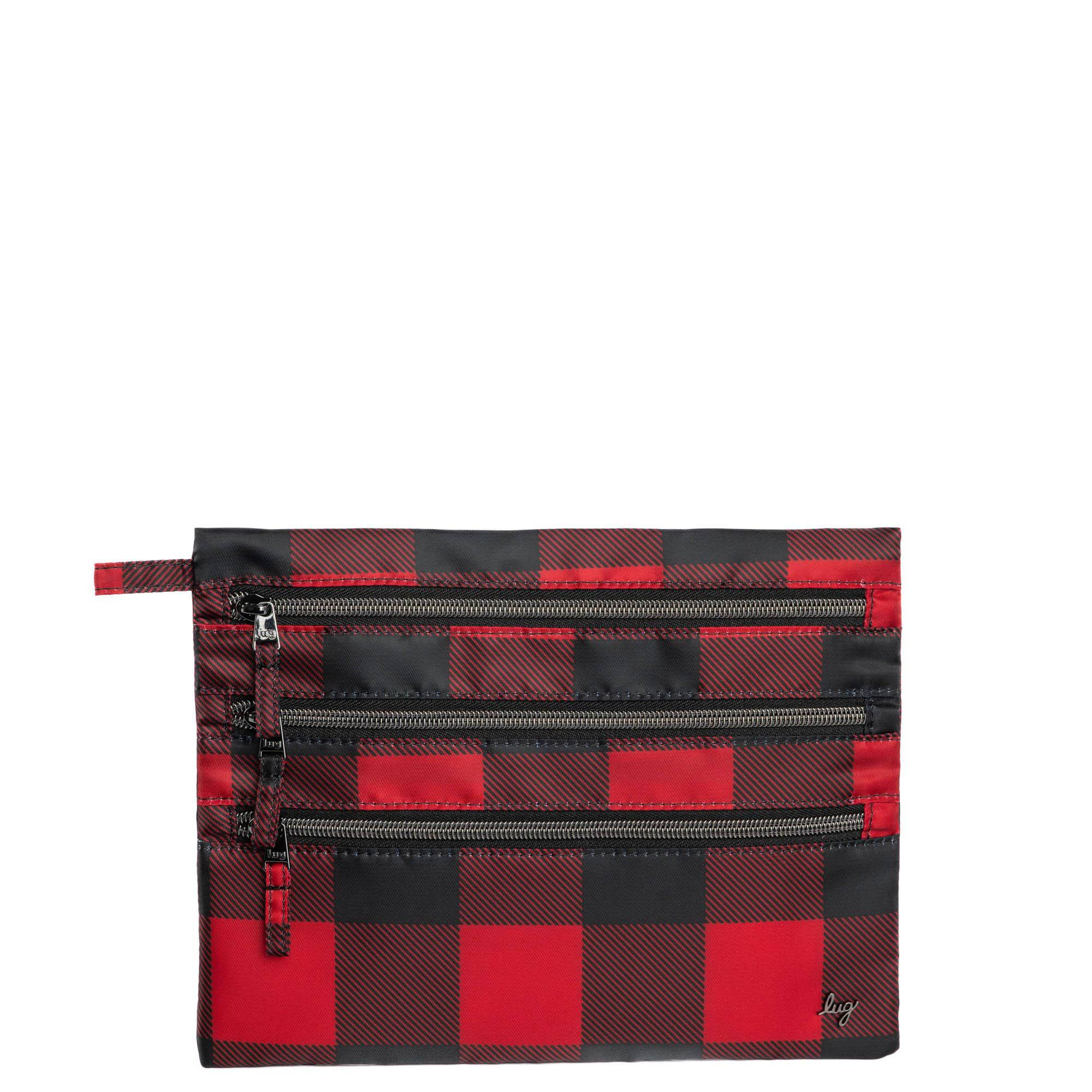 Kickline Triple Zip Storage Pouch - BUFFALO CHECK RED - Kickline_BuffaloCheckRed_01
